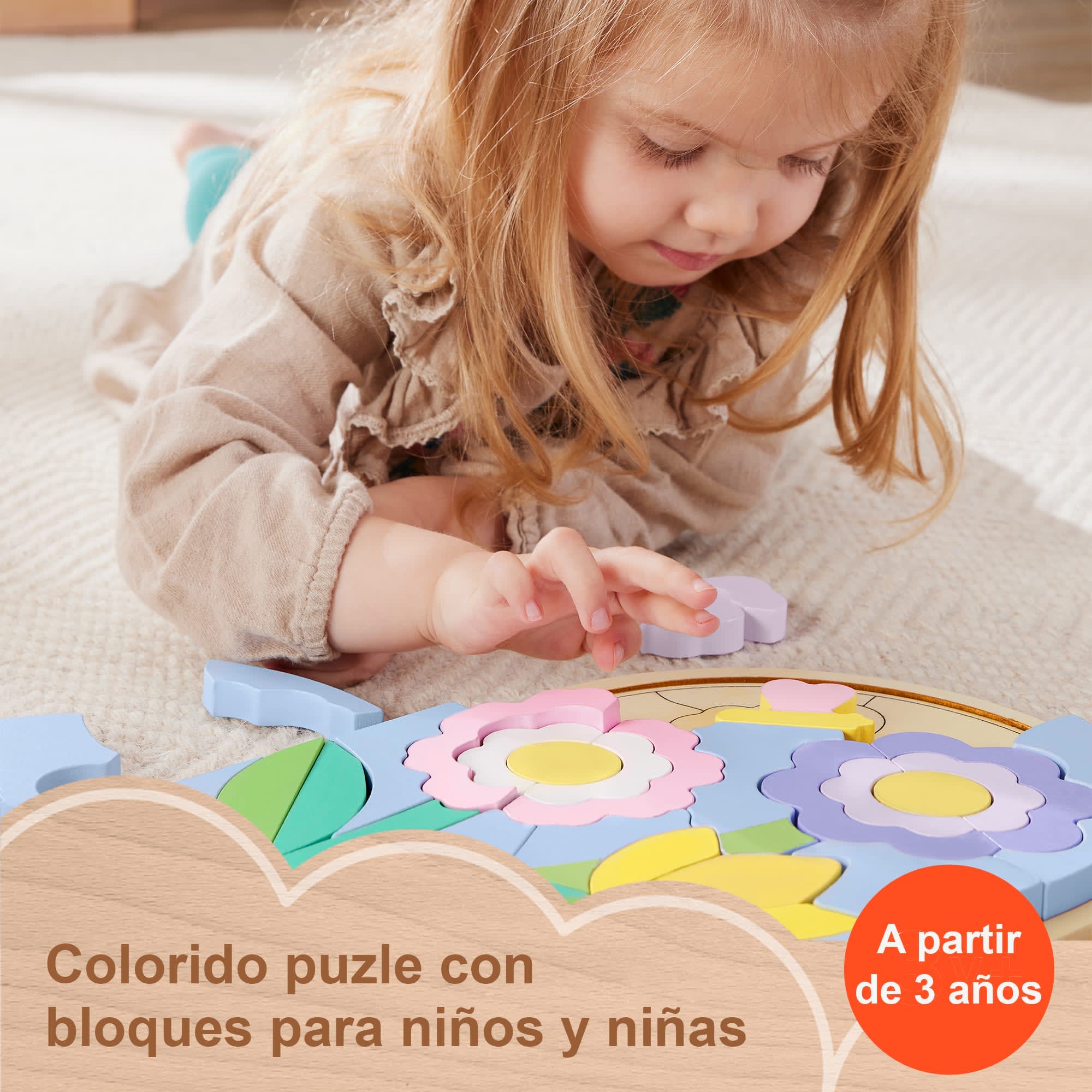 Puzle De Flores Con Bloques De Madera De Fisher-Price Para Niños Y Niñas De Preescolar, 37 Piezas De Madera - Image 2