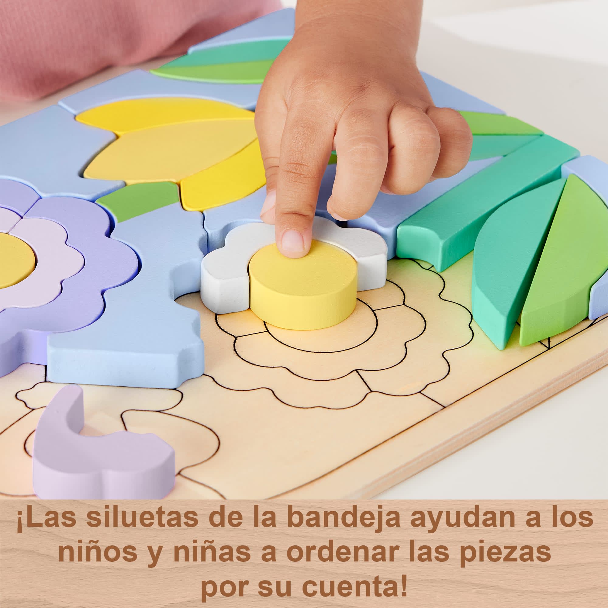 Puzle De Flores Con Bloques De Madera De Fisher-Price Para Niños Y Niñas De Preescolar, 37 Piezas De Madera - Image 3
