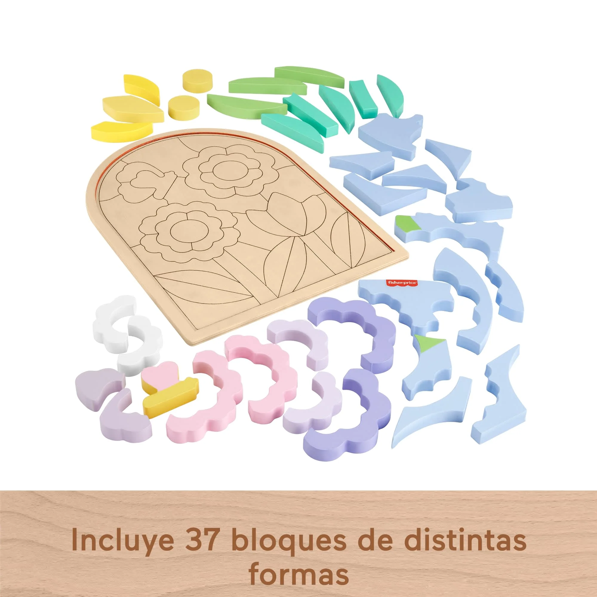 Puzle De Flores Con Bloques De Madera De Fisher-Price Para Niños Y Niñas De Preescolar, 37 Piezas De Madera - Image 5