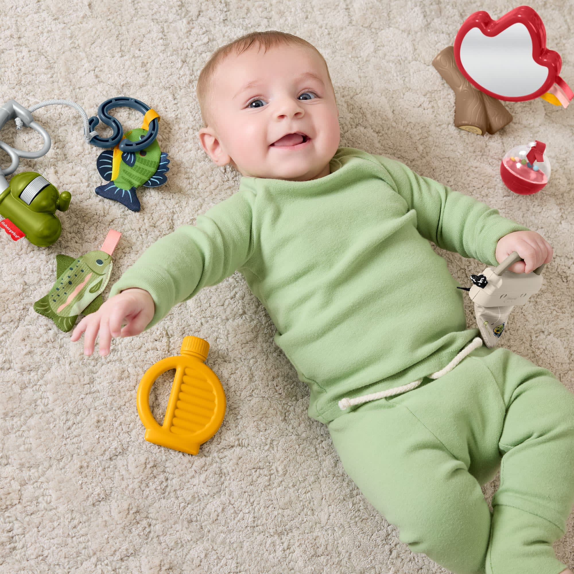 Balık Tutma Ve Doğa Yürüyüşü Temalı 7 Bebek Aktivite Oyuncağından Oluşan Fisher-Price Keyifli Aktiviteler Hışırtılı Kamp Hediye Seti - Image 3