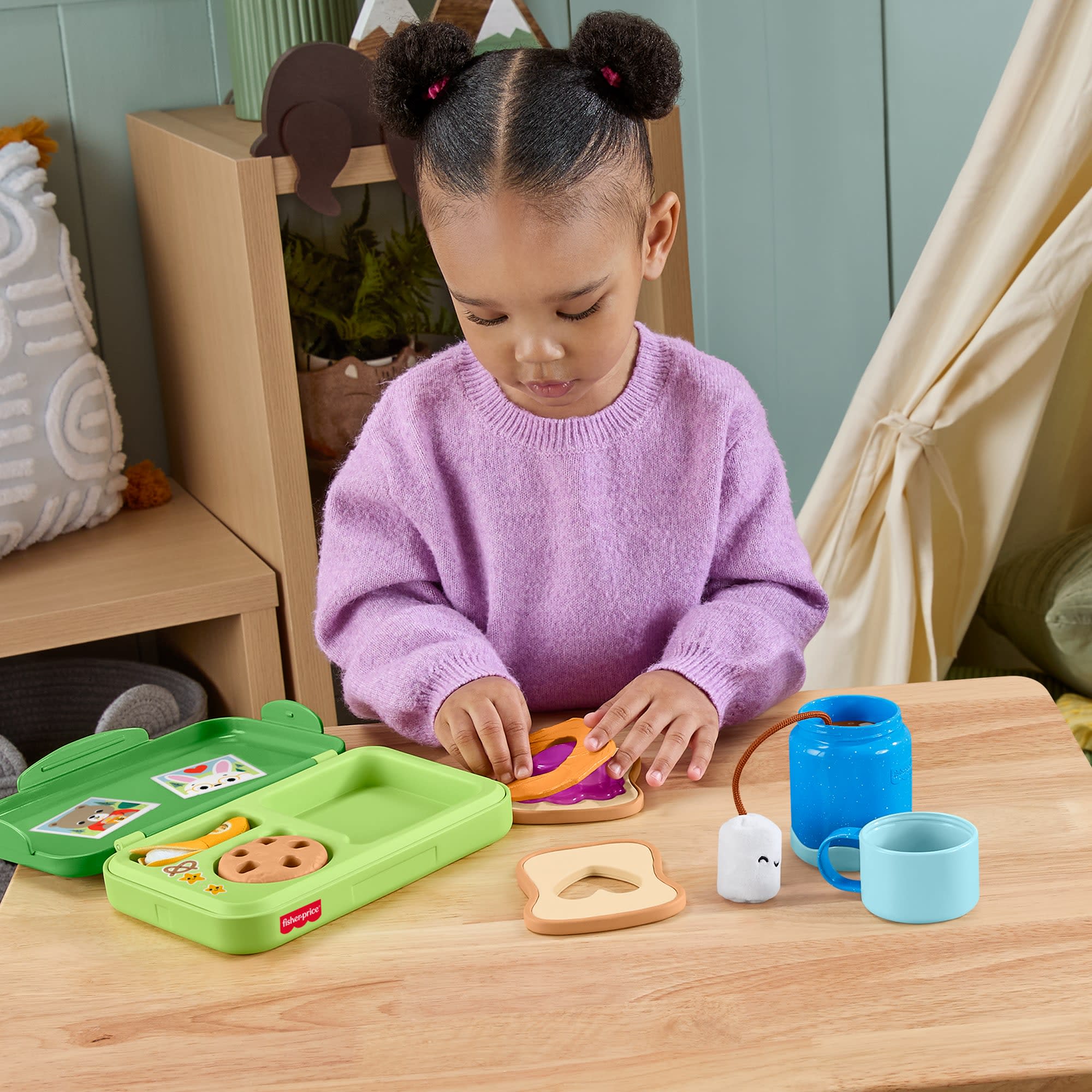 Fisher-Price Kamp Zamanı Sandviç Kutusu, Yürüme Çağındaki Çocuklar Için Yemek Temalı Oyun Seti, 9 Parça - Image 2