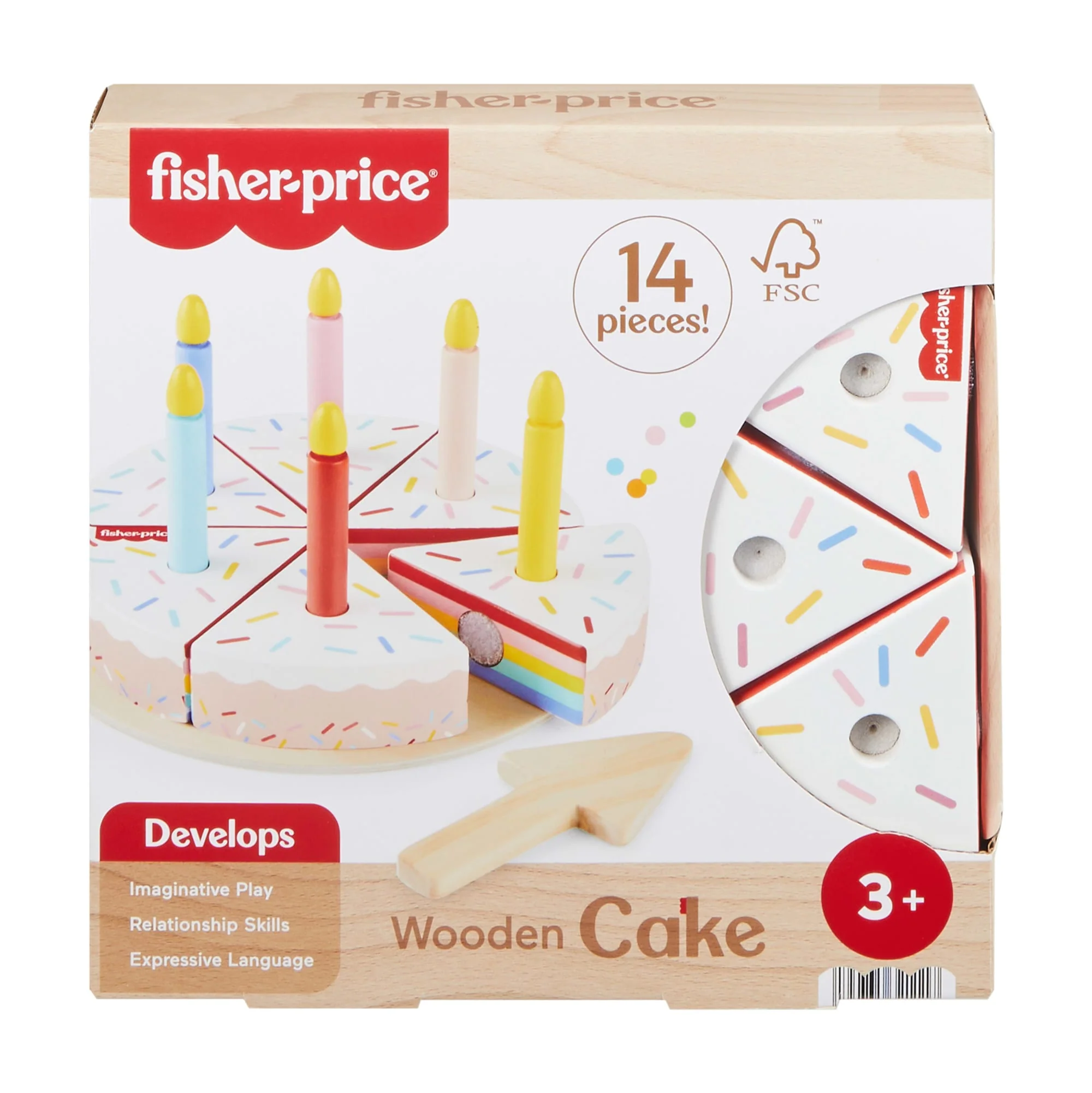 Fisher-Price Kuchen Aus Holz Kindergartenspielzeug, Set Mit Spielzeug-Lebensmitteln Zum Dekorieren Für Kindergartenkinder Ab 3 Jahren, 14 Holzteile - Image 6