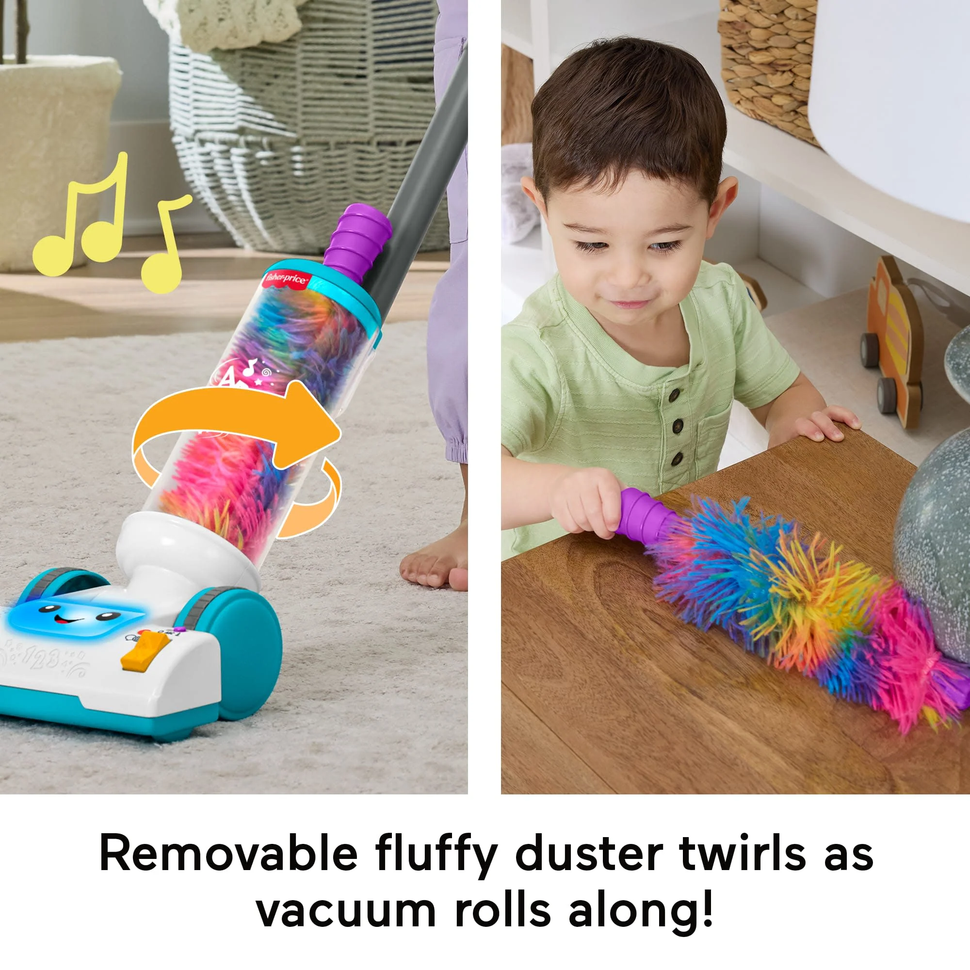 Fisher-Price Laugh & Learn 2-In-1 Vacuum Toddler Musical Learning Toy, Multilanguage Version - Image 4