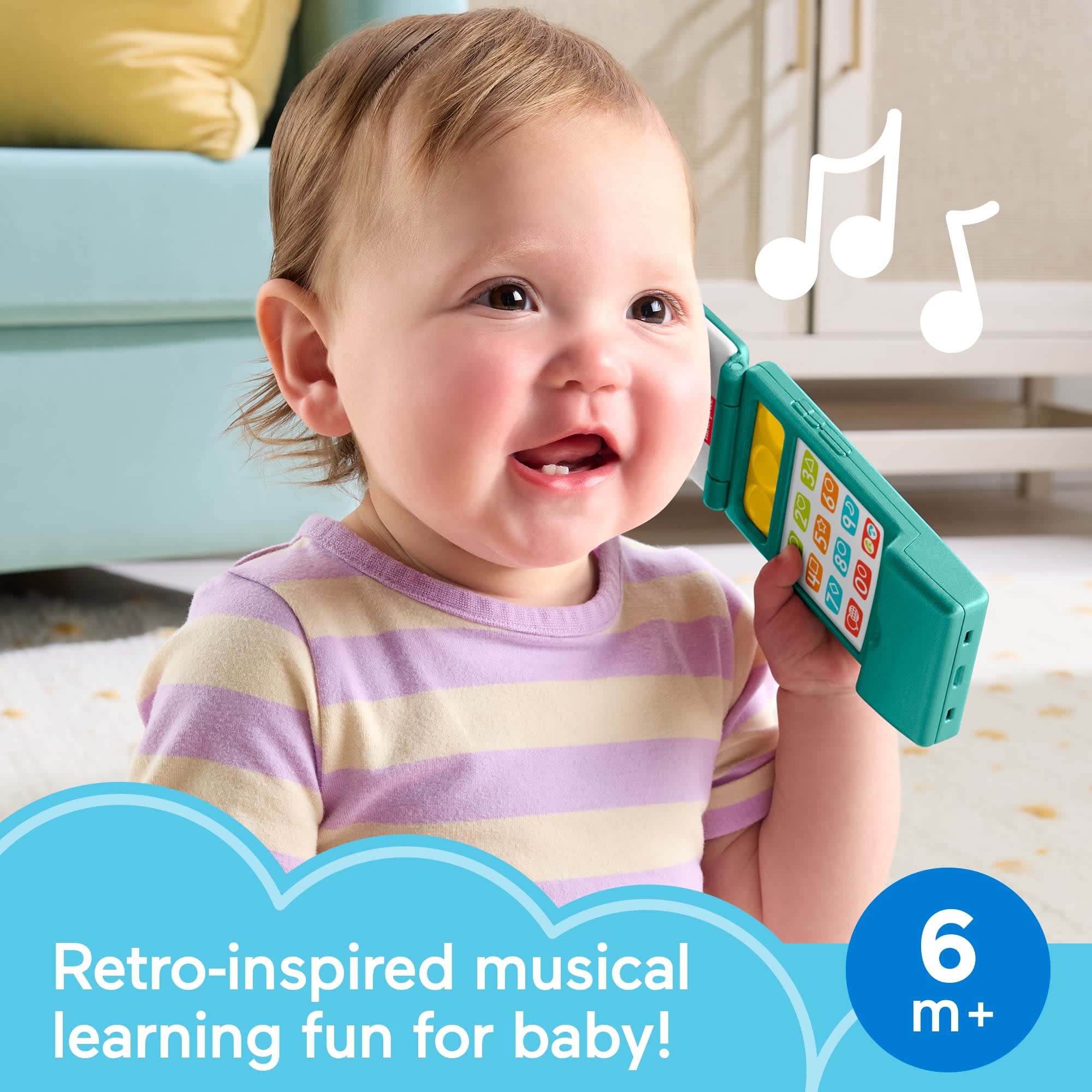 Fisher-Price Laugh & Learn Flip Phone, Baby & Toddler Musical Learning Activity Toy, Multilanguage Version - Image 2