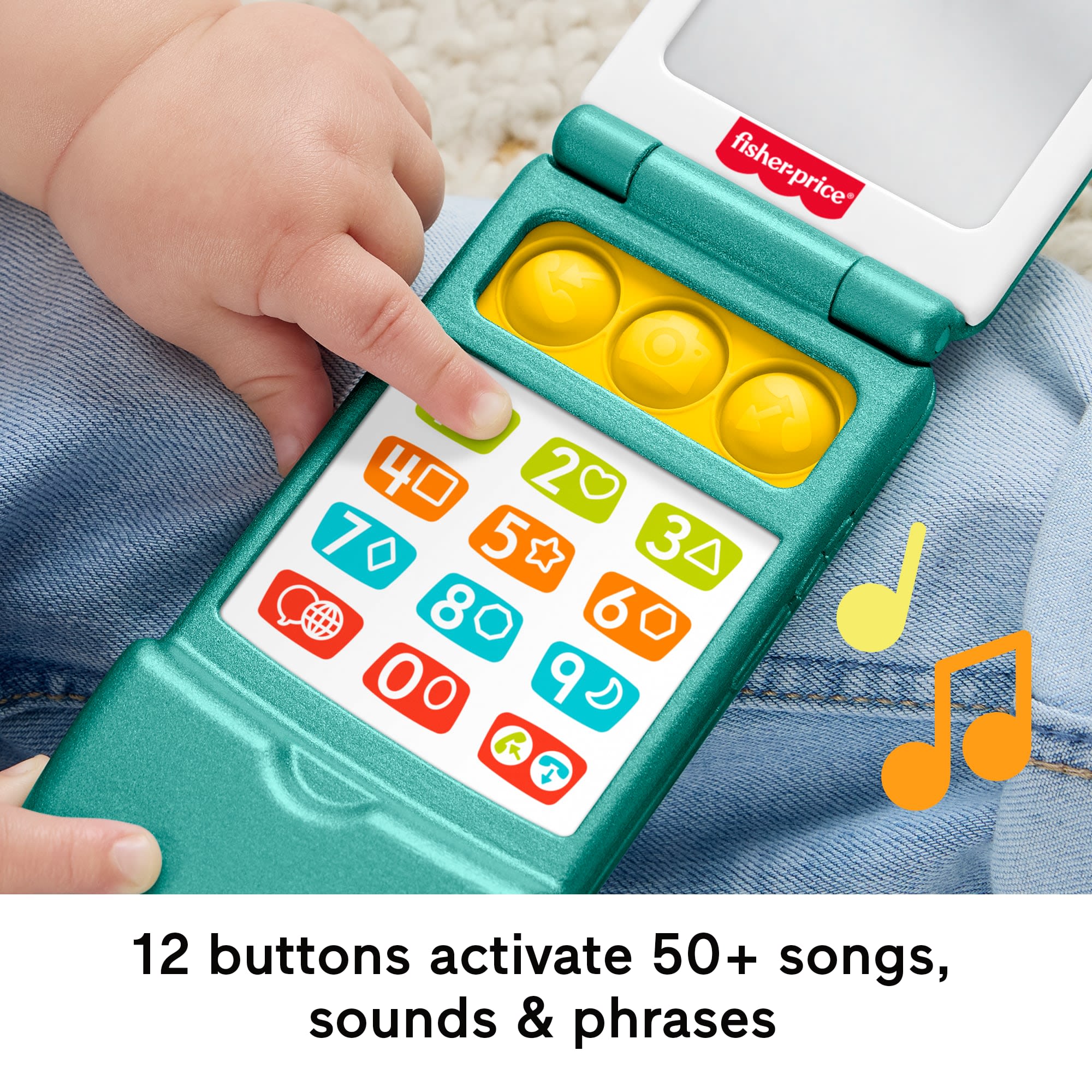 Fisher-Price Laugh & Learn Flip Phone, Baby & Toddler Musical Learning Activity Toy, Multilanguage Version - Image 4
