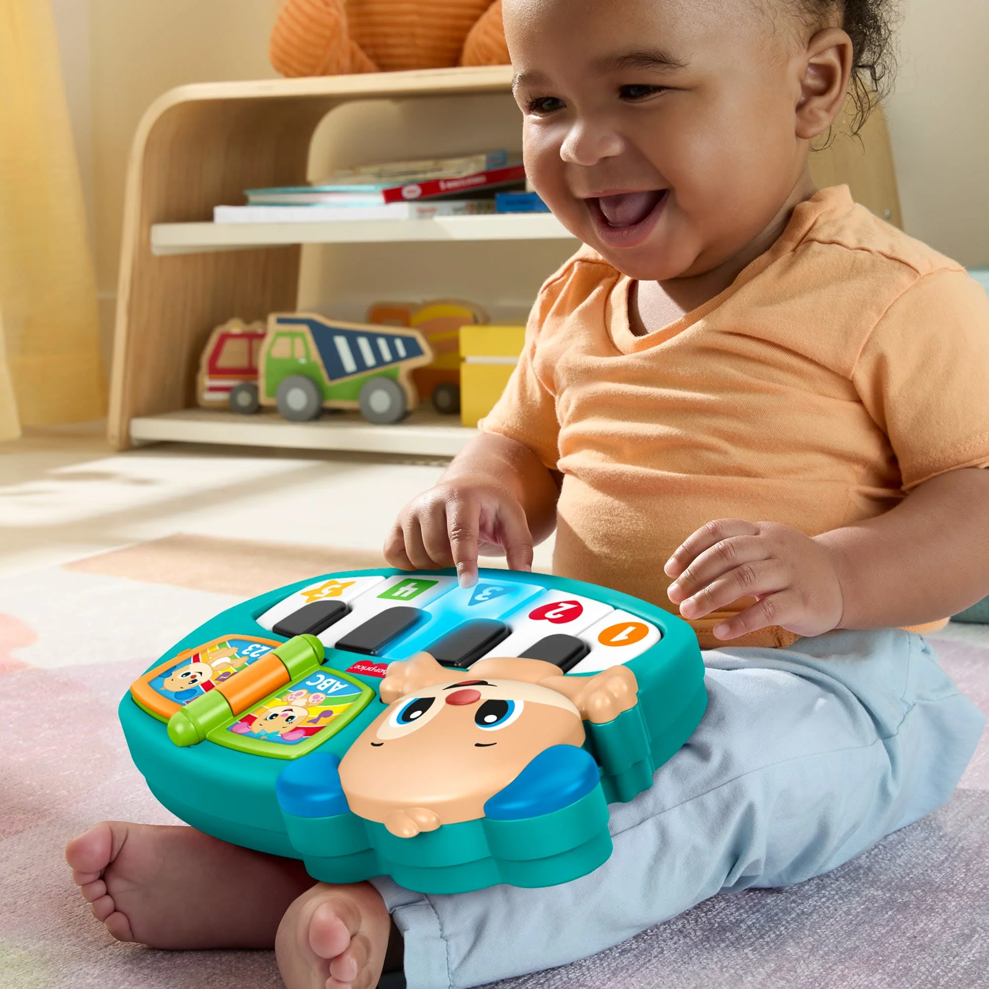 Fisher-Price „Ucz się i śmiej!” Pianinko Szczeniaczka Uczniaczka (Turkusowe) Edukacyjna zabawka interaktywna dla dzieci 6-36 mies. Polska wersja językowa - Image 4
