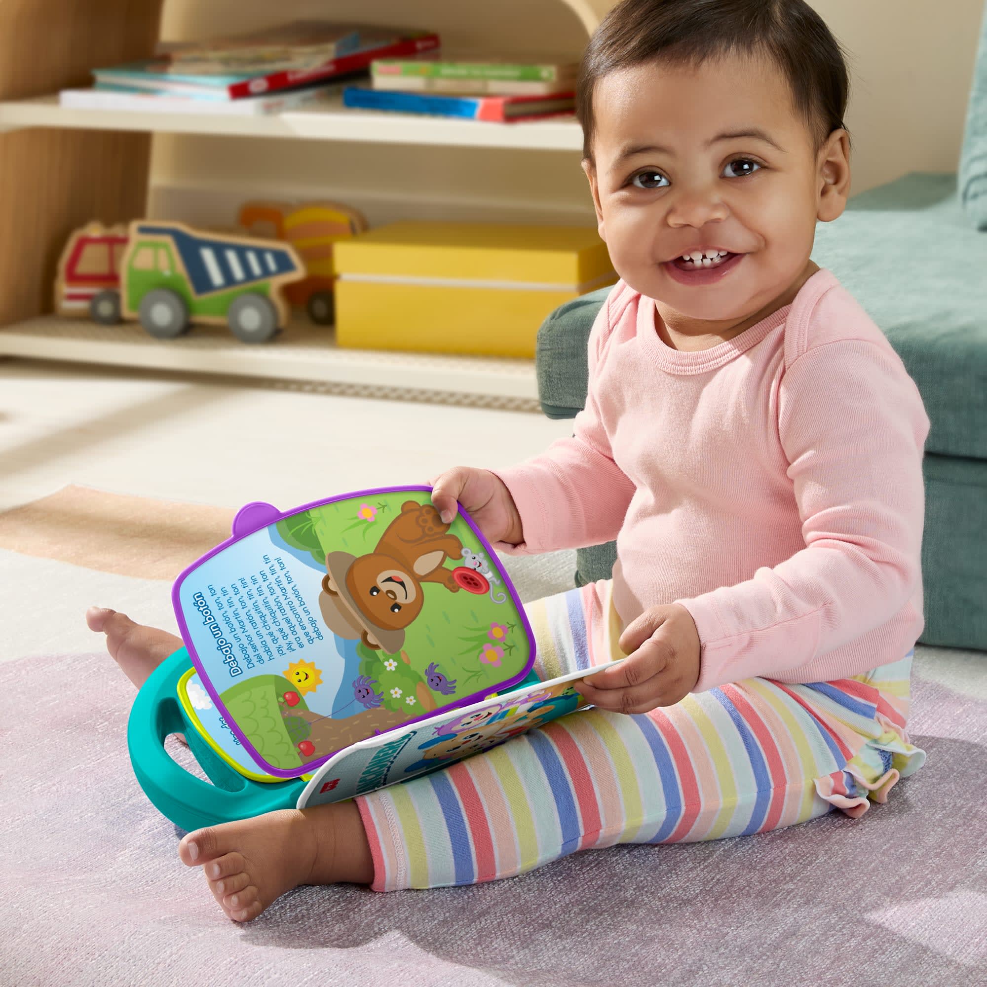 Libro Interactivo De Aprendizaje Laugh & Learn De Fisher-Price, Juguete Musical Electrónico De Aprendizaje De Color Turquesa Para Bebés Y Niños Y Niñas Pequeños, Versión En Castellano - Image 3