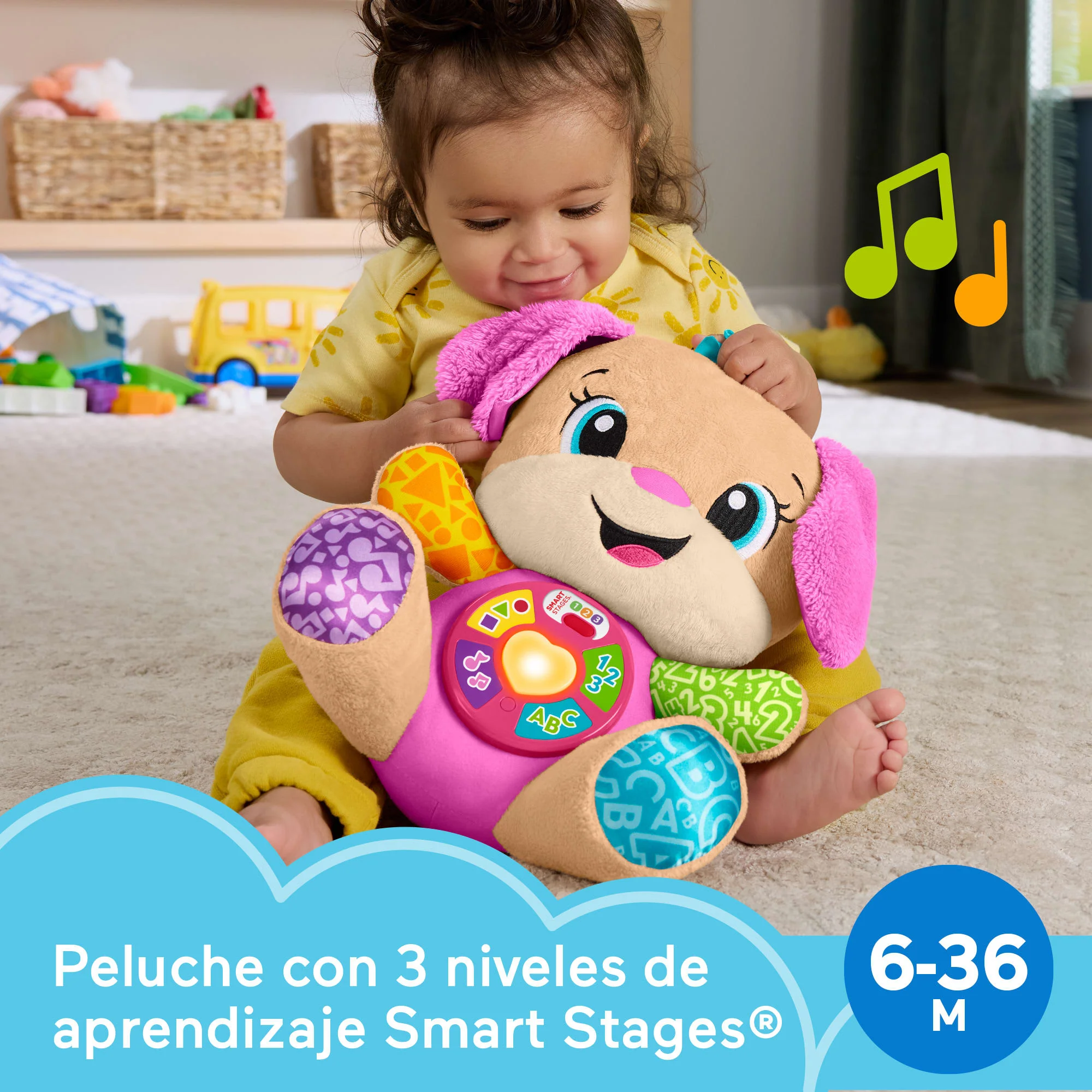 Juguete De Aprendizaje Musical Perrita Con Smart Stages De Laugh & Learn De Fisher-Price, Peluche Rosa Para Bebés En Versión Multilingüe - Image 2