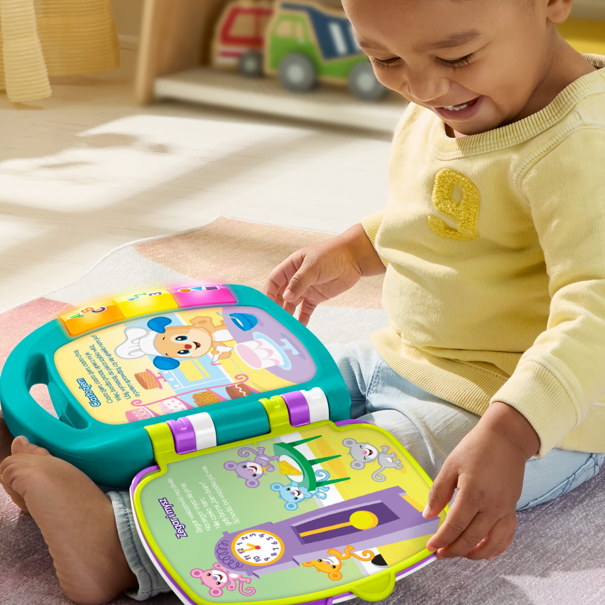 Fisher-Price „Ucz się i śmiej!” Książka z wierszykami (Turkusowa) Edukacyjna zabawka interaktywna dla dzieci 6-36 mies. Polska wersja językowa - Image 2