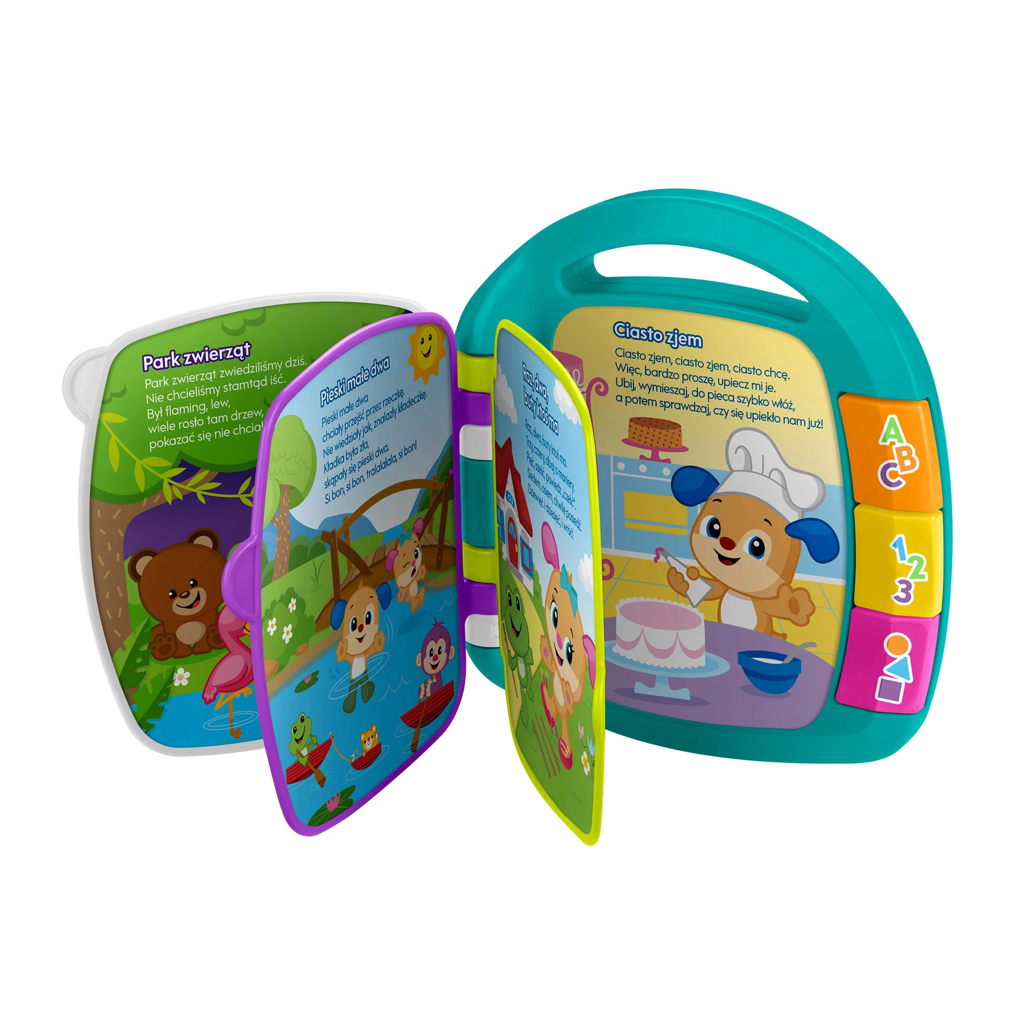 Fisher-Price „Ucz się i śmiej!” Książka z wierszykami (Turkusowa) Edukacyjna zabawka interaktywna dla dzieci 6-36 mies. Polska wersja językowa - Image 4