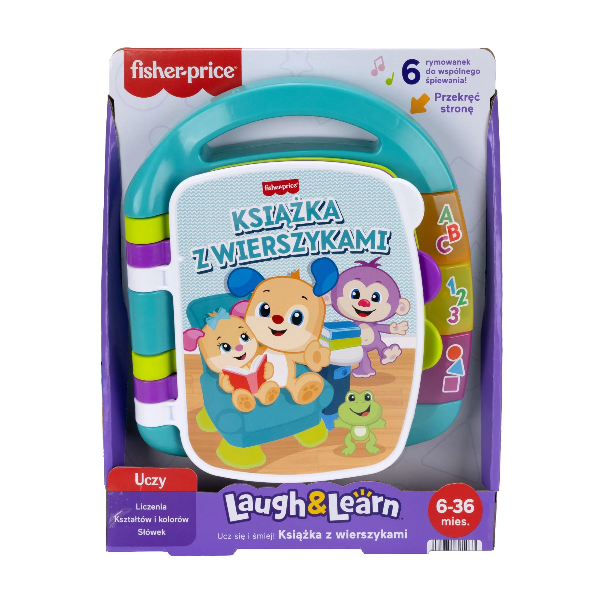 Fisher-Price „Ucz się i śmiej!” Książka z wierszykami (Turkusowa) Edukacyjna zabawka interaktywna dla dzieci 6-36 mies. Polska wersja językowa - Image 6