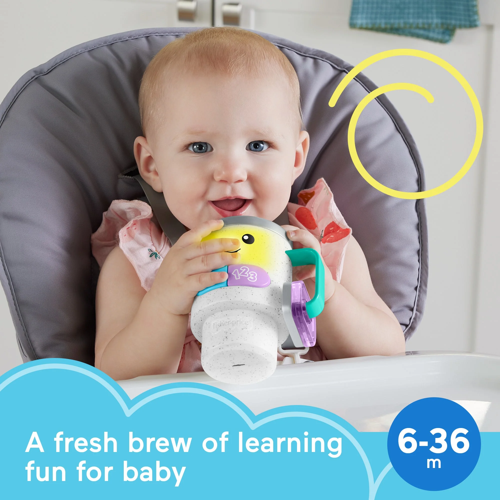 Fisher-Price Laugh & Learn Wake Up & Learn Coffee Mug Baby Musical Toy, Multilanguage Version - Image 2