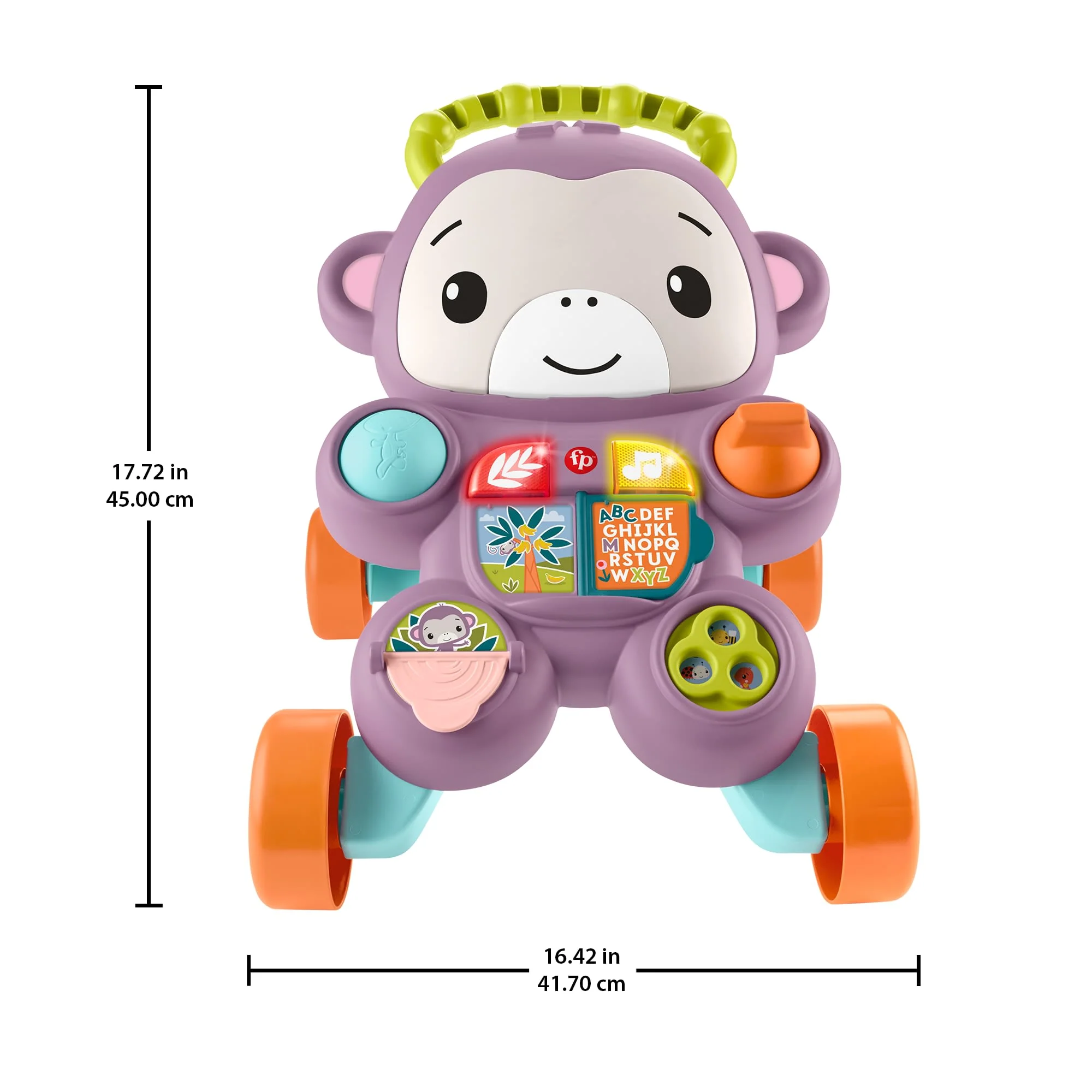 Fisher-Price Learn With Me Purple Monkey Walker Baby Learning Toy With Music & Lights - Image 6