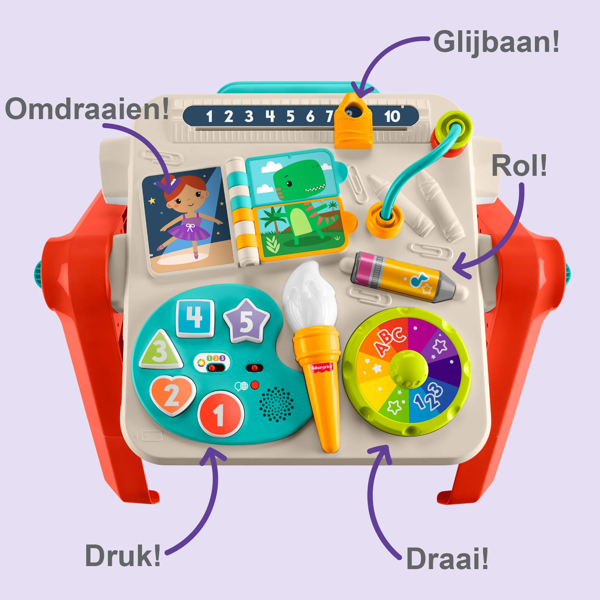 Fisher-Price 4-In-1 Activiteitentafel En Ezel, Elektronisch, Leerzaam Speelgoed Voor Baby's En Peuters, Meertalige Versie - Image 5