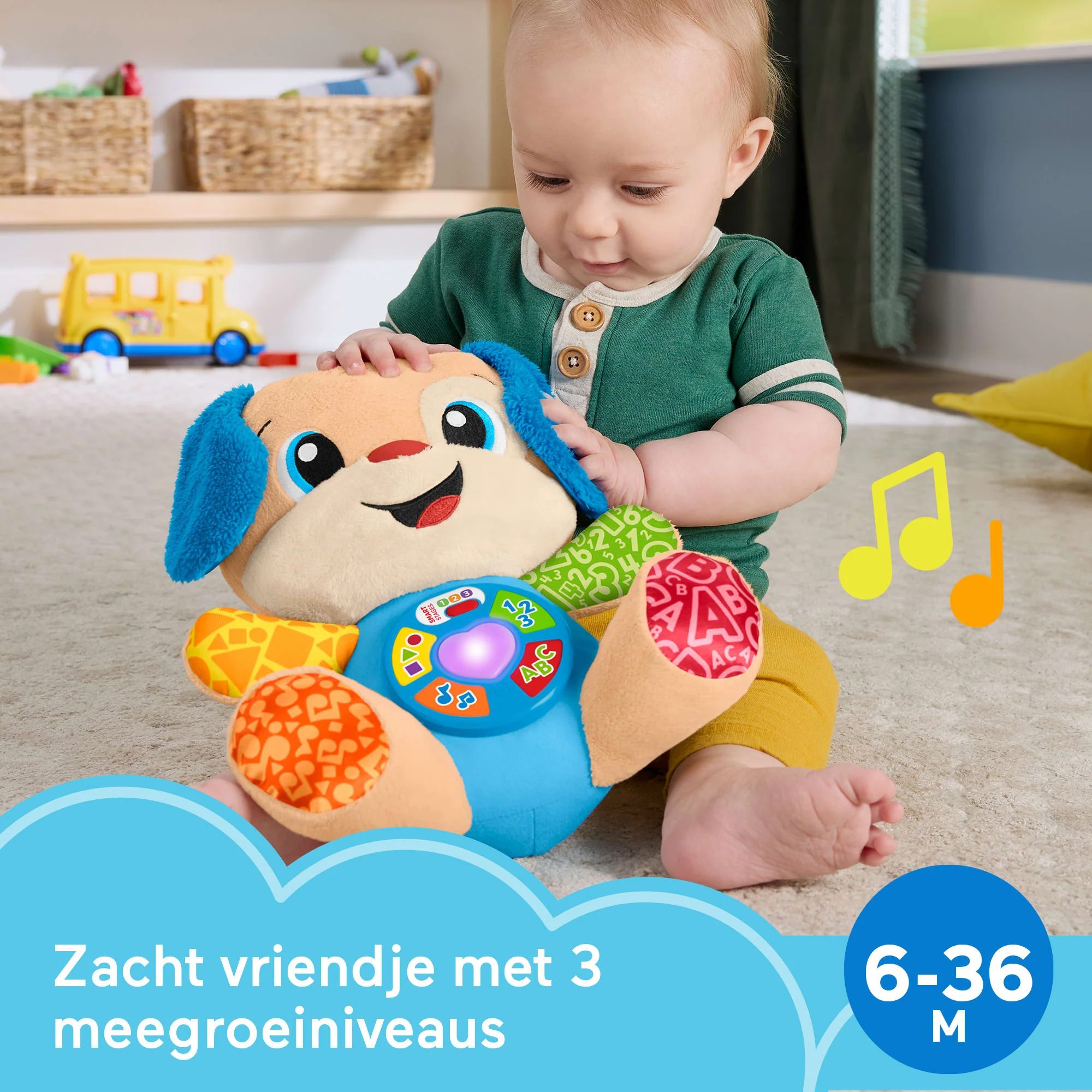 Fisher-Price Leerplezier Meegroeispeelgoed Puppy, Muzikale Knuffel Voor Baby's, Leerzaam Speelgoed, Meertalige Versie - Image 2