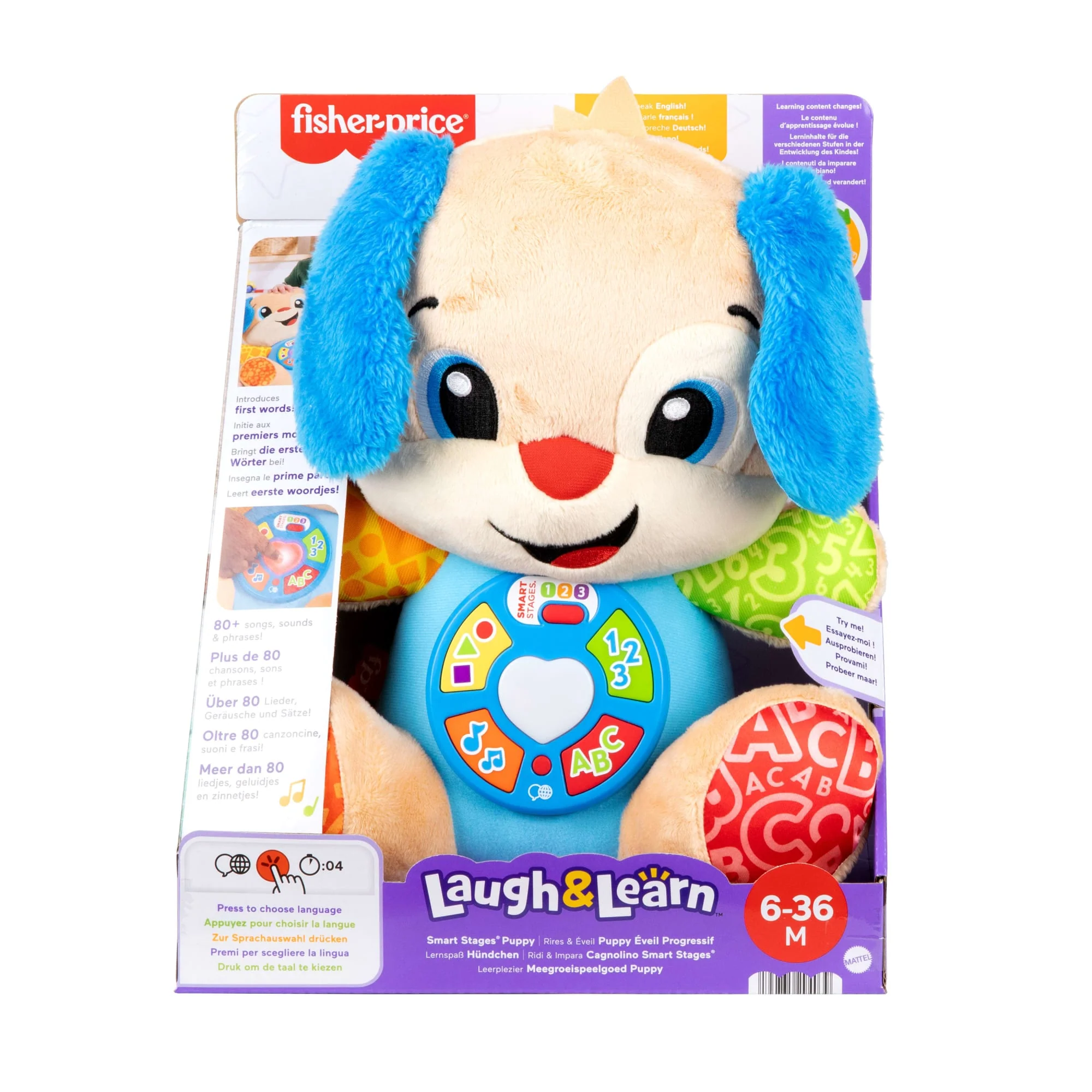 Fisher-Price Leerplezier Meegroeispeelgoed Puppy, Muzikale Knuffel Voor Baby's, Leerzaam Speelgoed, Meertalige Versie - Image 6