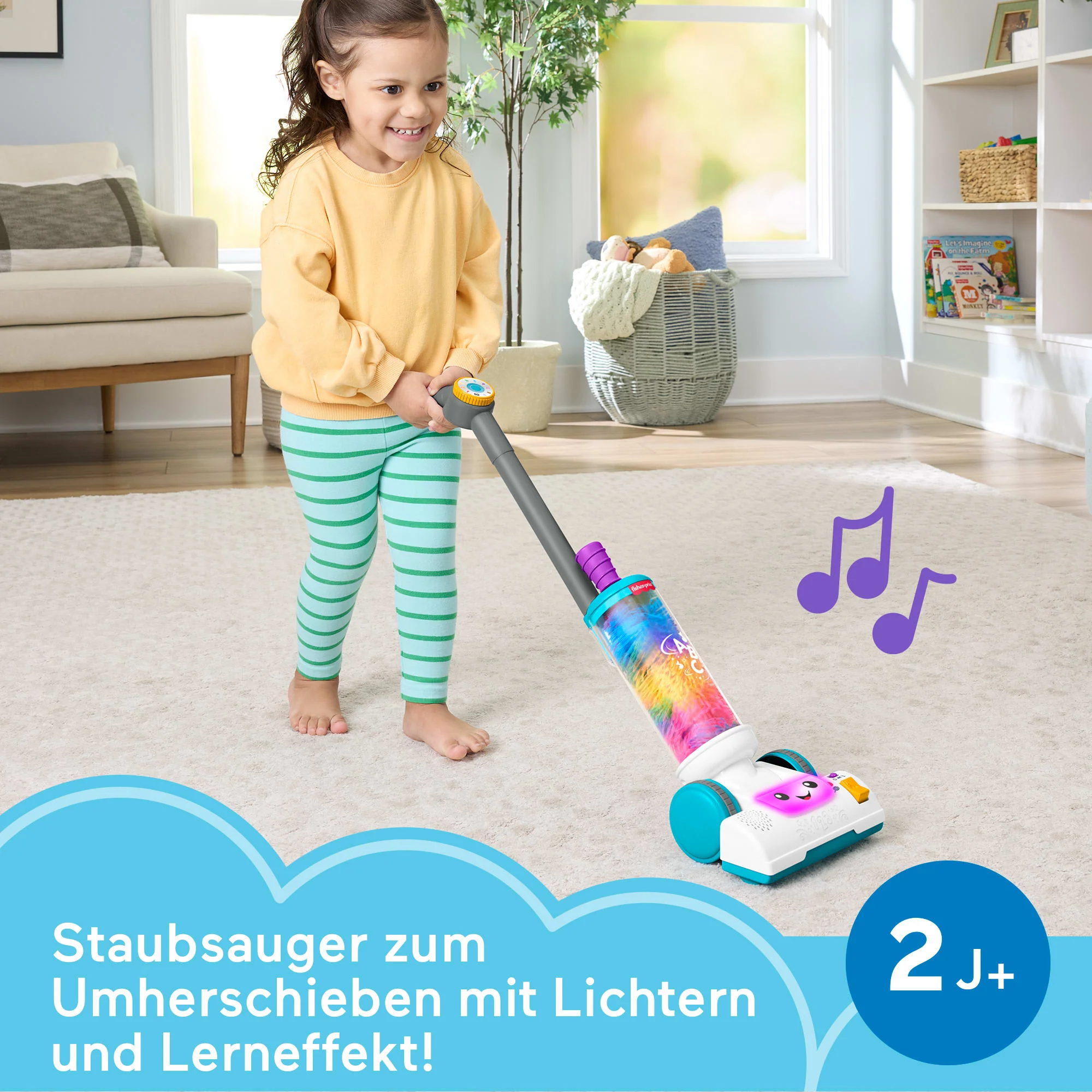 Fisher-Price Lernspaß 2-1-Staubsauger Für Kleinkinder, Musikalisches Lernspielzeug, Mehrsprachige Version - Image 2