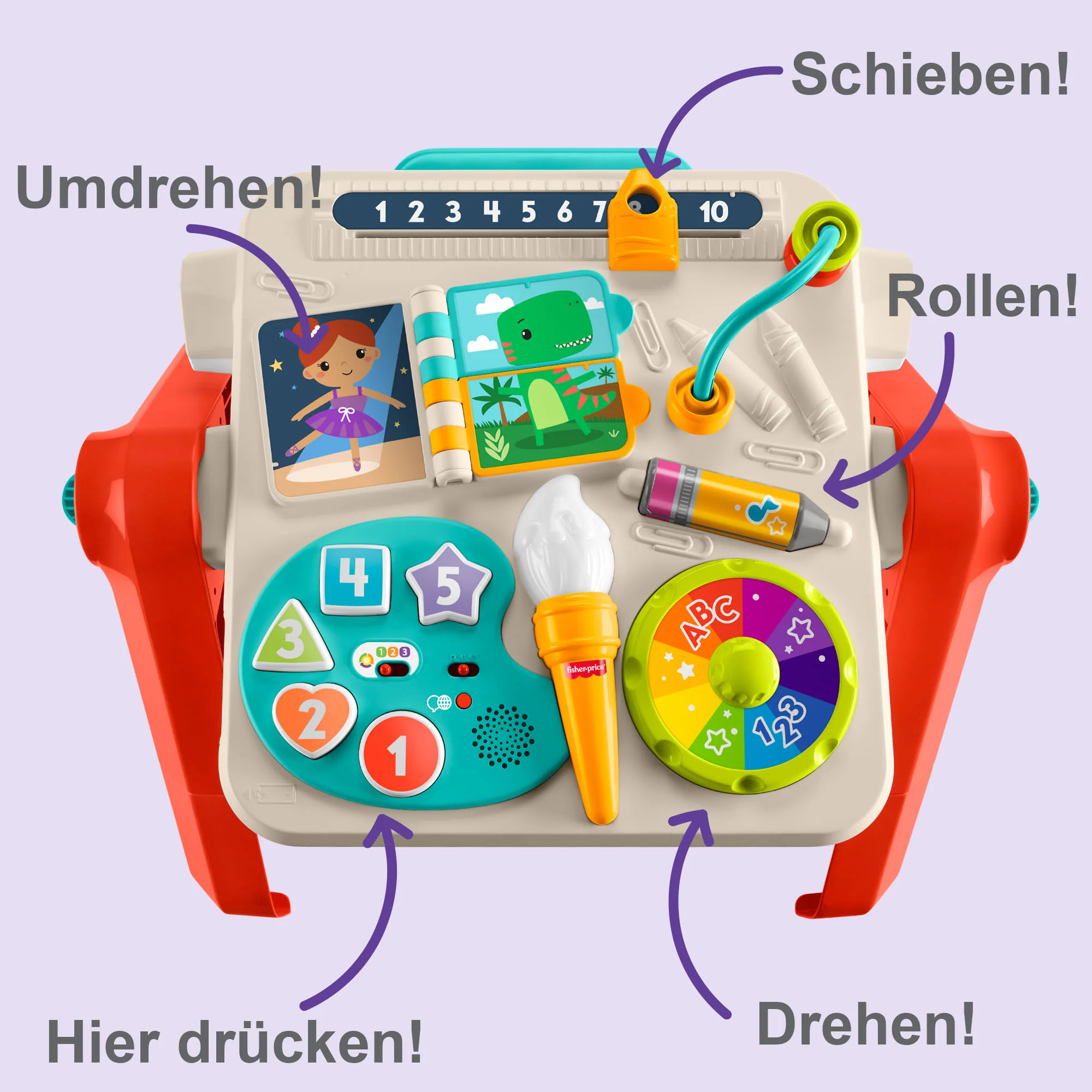 Fisher-Price 4-In-1 Spieltisch Und Staffelei, Babys Und Kleinkinder, Elektronisches Lernspielzeug, Mehrsprachige Version - Image 5
