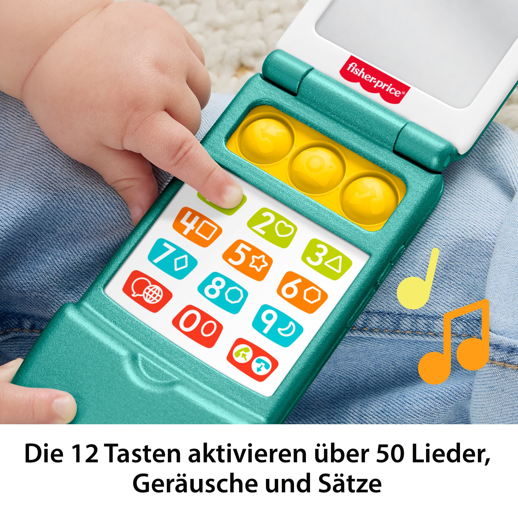 Fisher-Price Lernspaß-Klapphandy Für Babys Und Kleinkinder, Musikalisches Aktivitätsspielzeug Zum Lernen, Mehrsprachige Version - Image 4