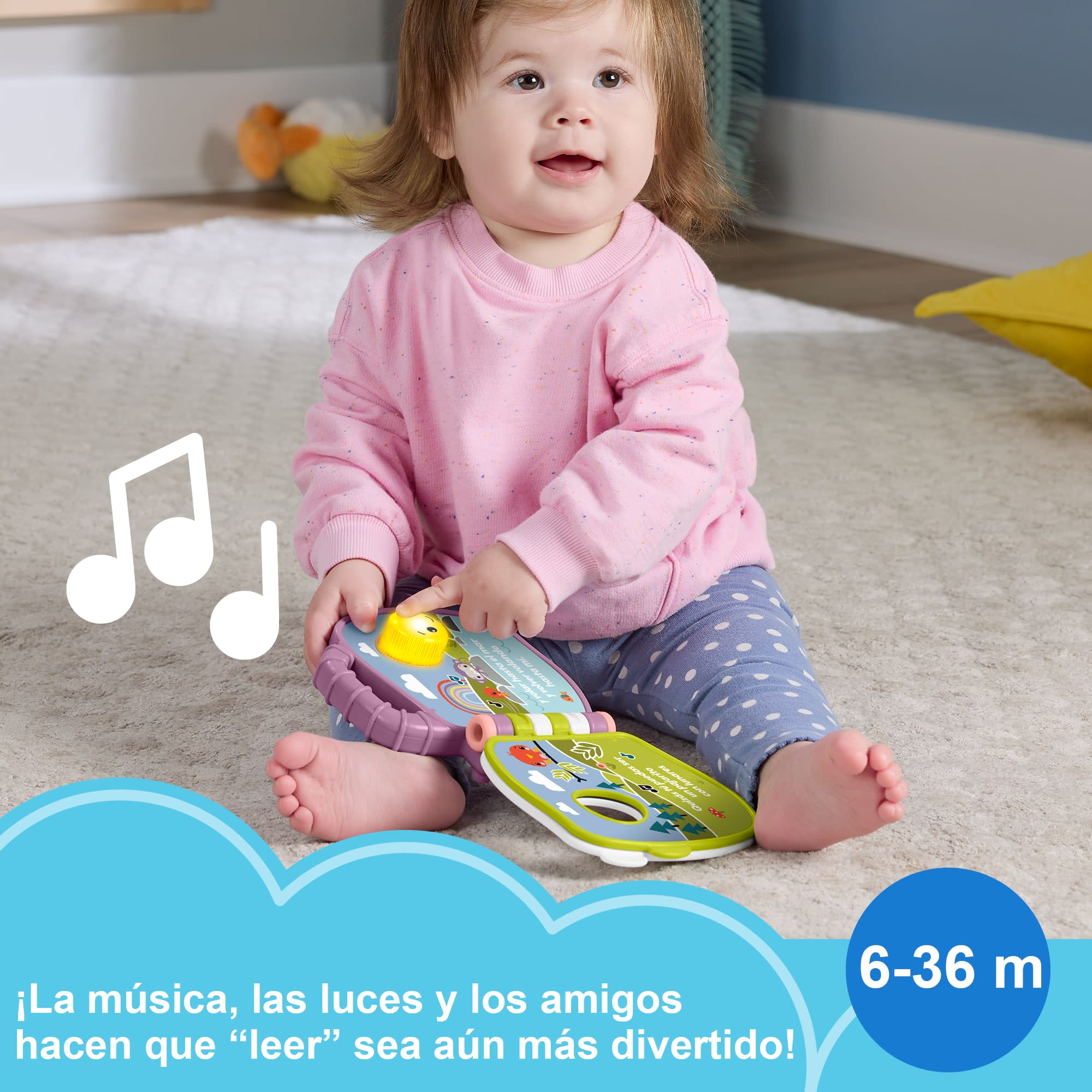 Juguete De Libro De Cuentos Musical Del Monito Morado De Fisher-Price Para Bebés Y Niños Y Niñas Pequeños Con Luces Y Sonidos, Versión En Español - Image 2