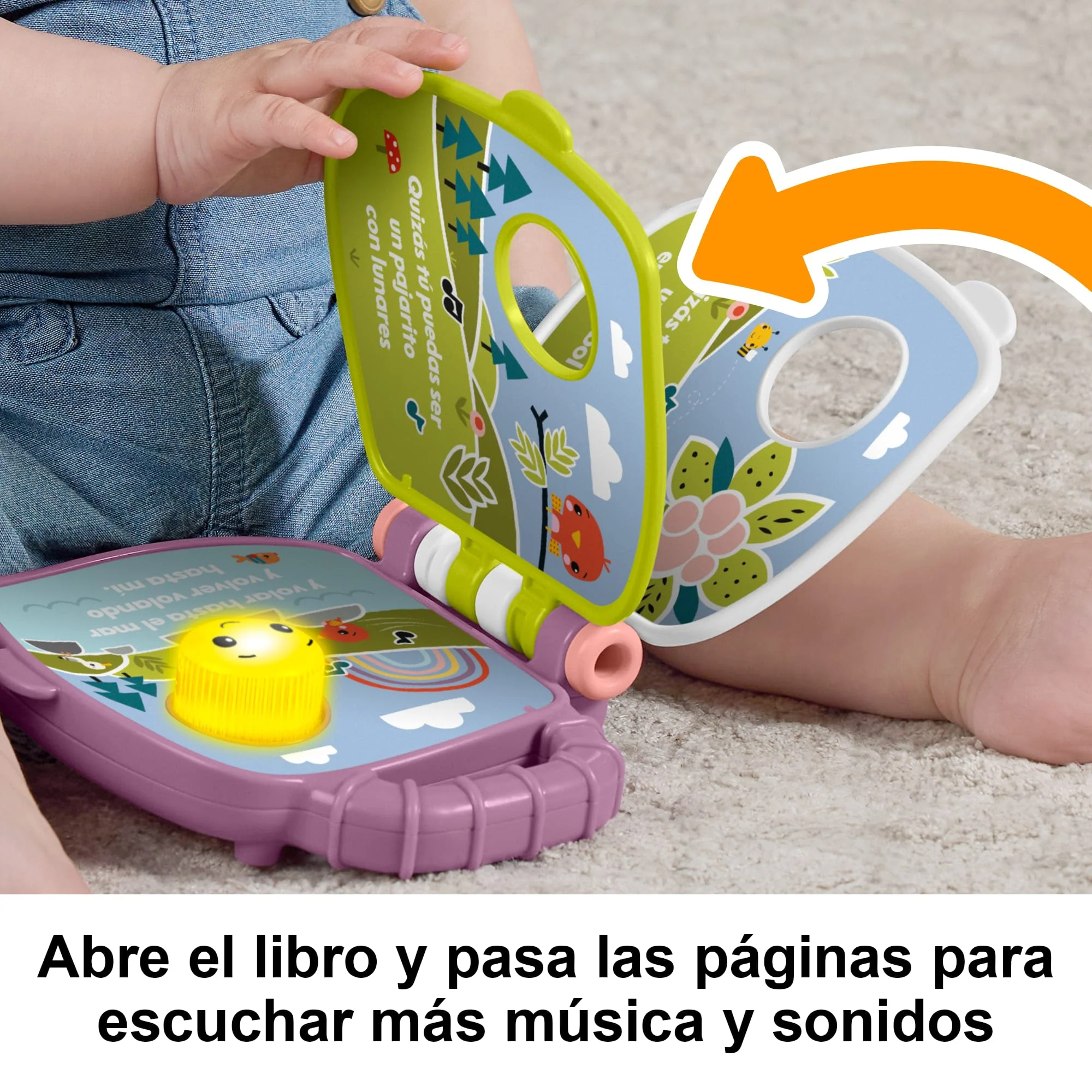 Juguete De Libro De Cuentos Musical Del Monito Morado De Fisher-Price Para Bebés Y Niños Y Niñas Pequeños Con Luces Y Sonidos, Versión En Español - Image 3