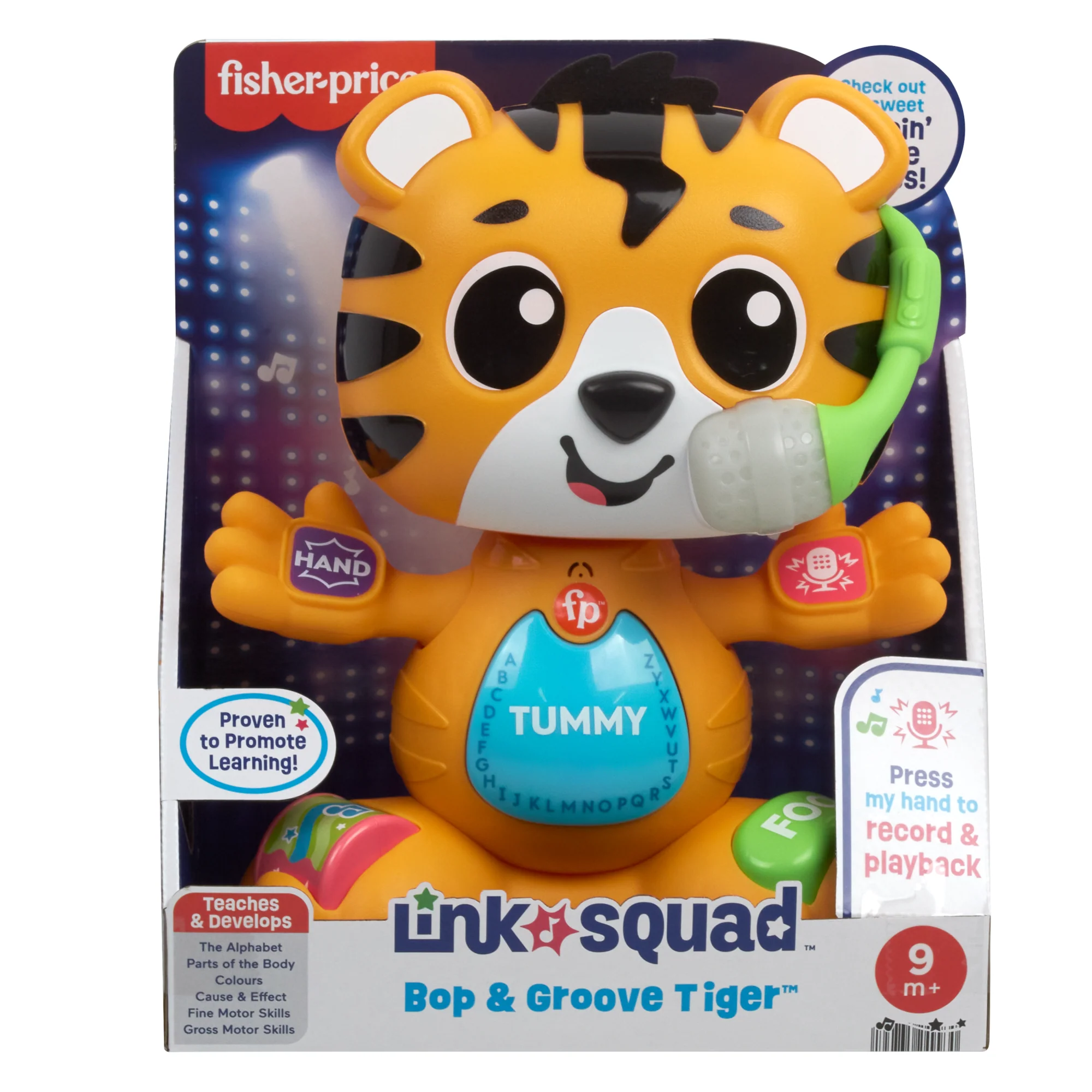 Fisher-Price Link Squad Bop & Groove Tiger Baby Learning Toy With Music & Lights, Queens English Version - Image 6