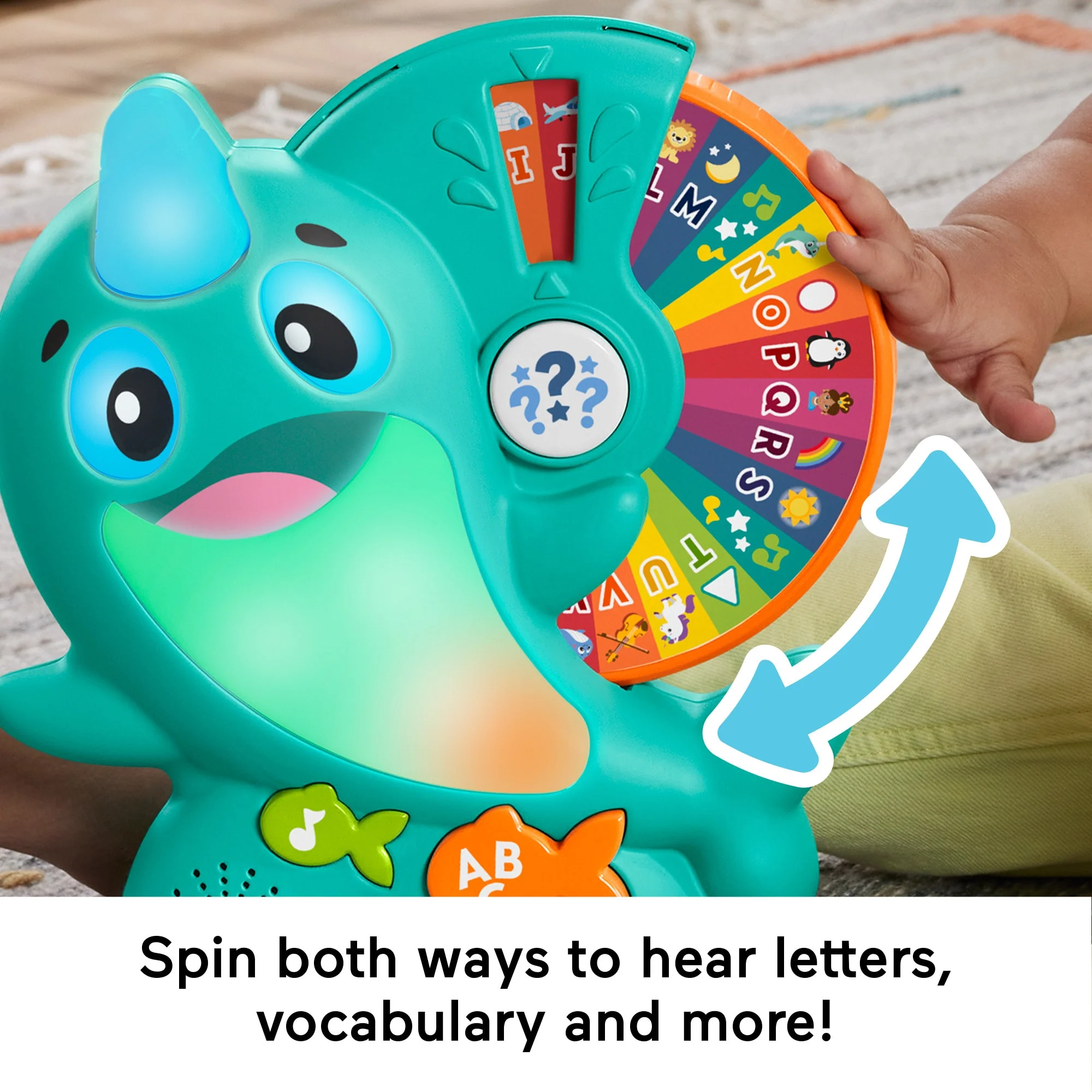 Fisher-Price Linkimals Interactive Learning Toy for Toddlers with Lights & Music, Learning Narwhal, UK English Version - Image 3