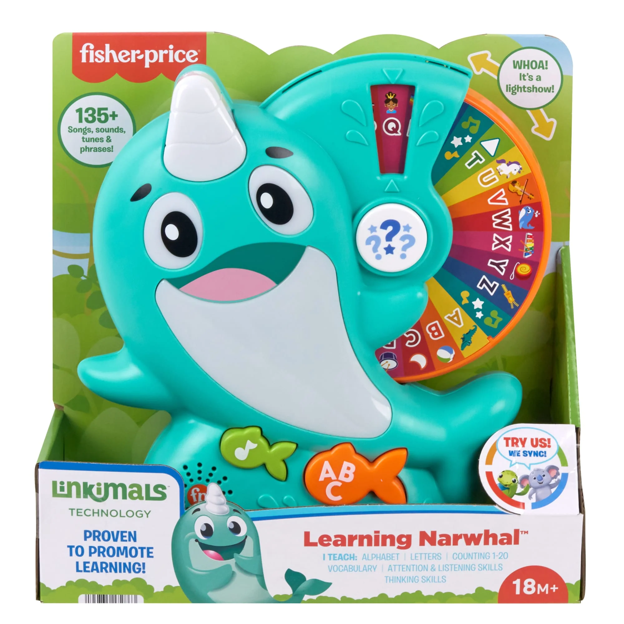 Fisher-Price Linkimals Interactive Learning Toy for Toddlers with Lights & Music, Learning Narwhal, UK English Version - Image 6