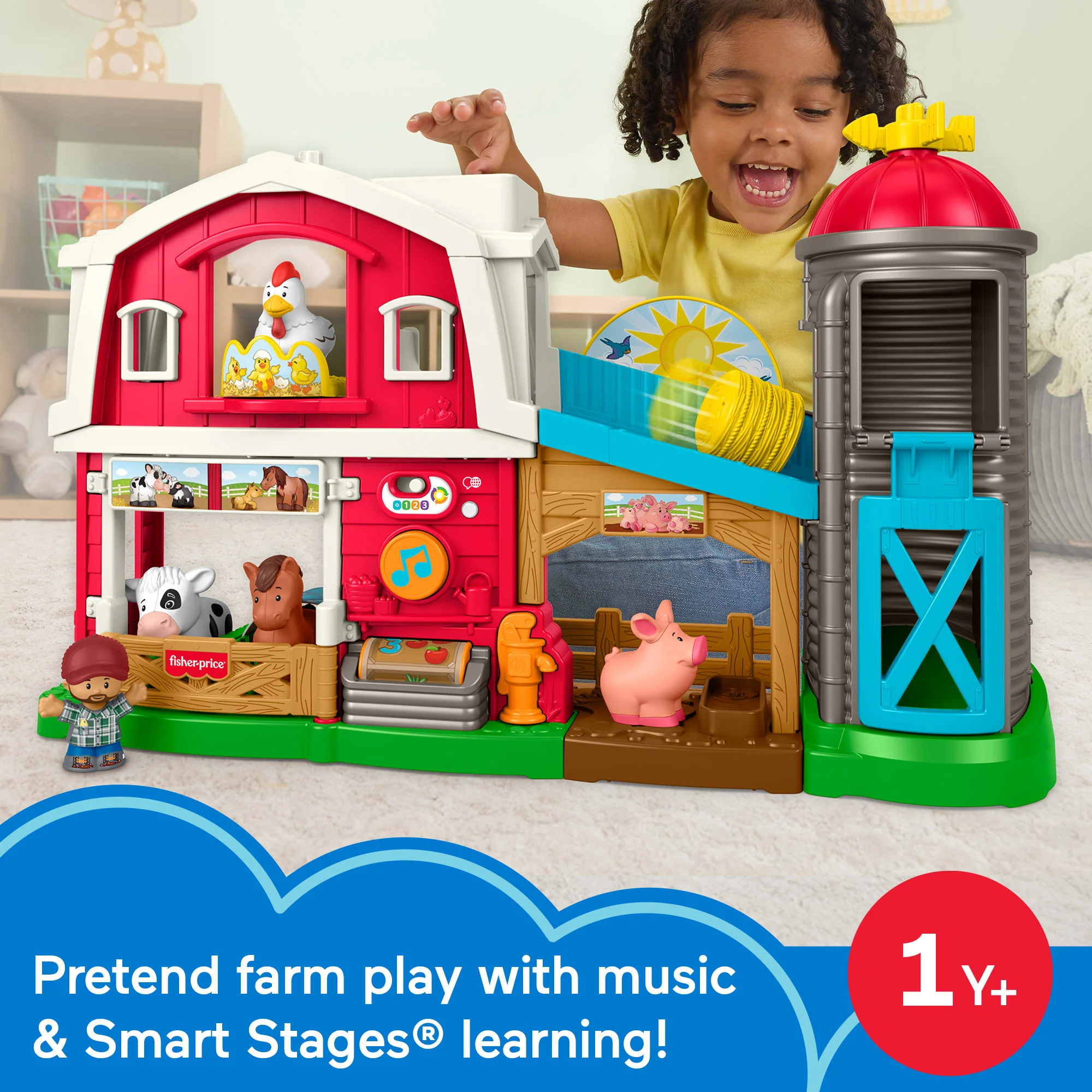 Fisher-Price Little People Caring Fun Animal Farm Playset Toddler Learning Toy, Multilanguage Version - Image 2