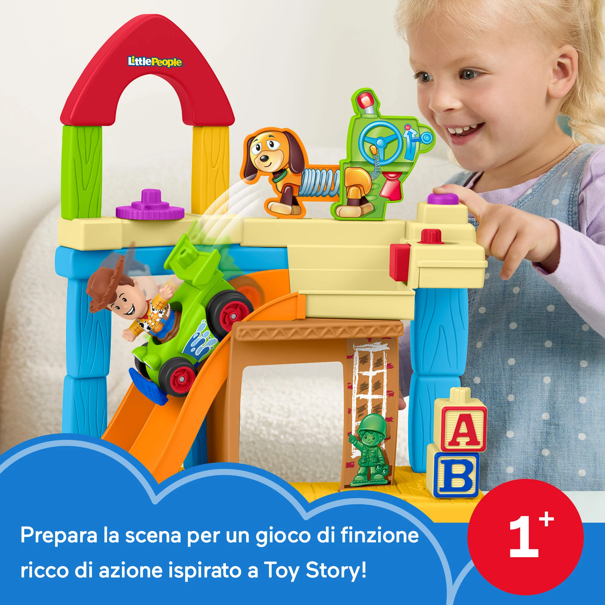 Playset Fisher-Price Little People Disney E Pixar Toy Story La Stanza Di Andy, Woody E Veicolo Radiocomandato - Image 2