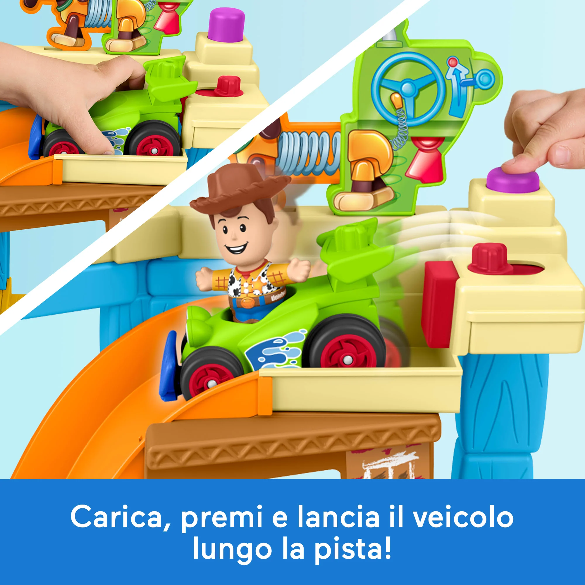 Playset Fisher-Price Little People Disney E Pixar Toy Story La Stanza Di Andy, Woody E Veicolo Radiocomandato - Image 3