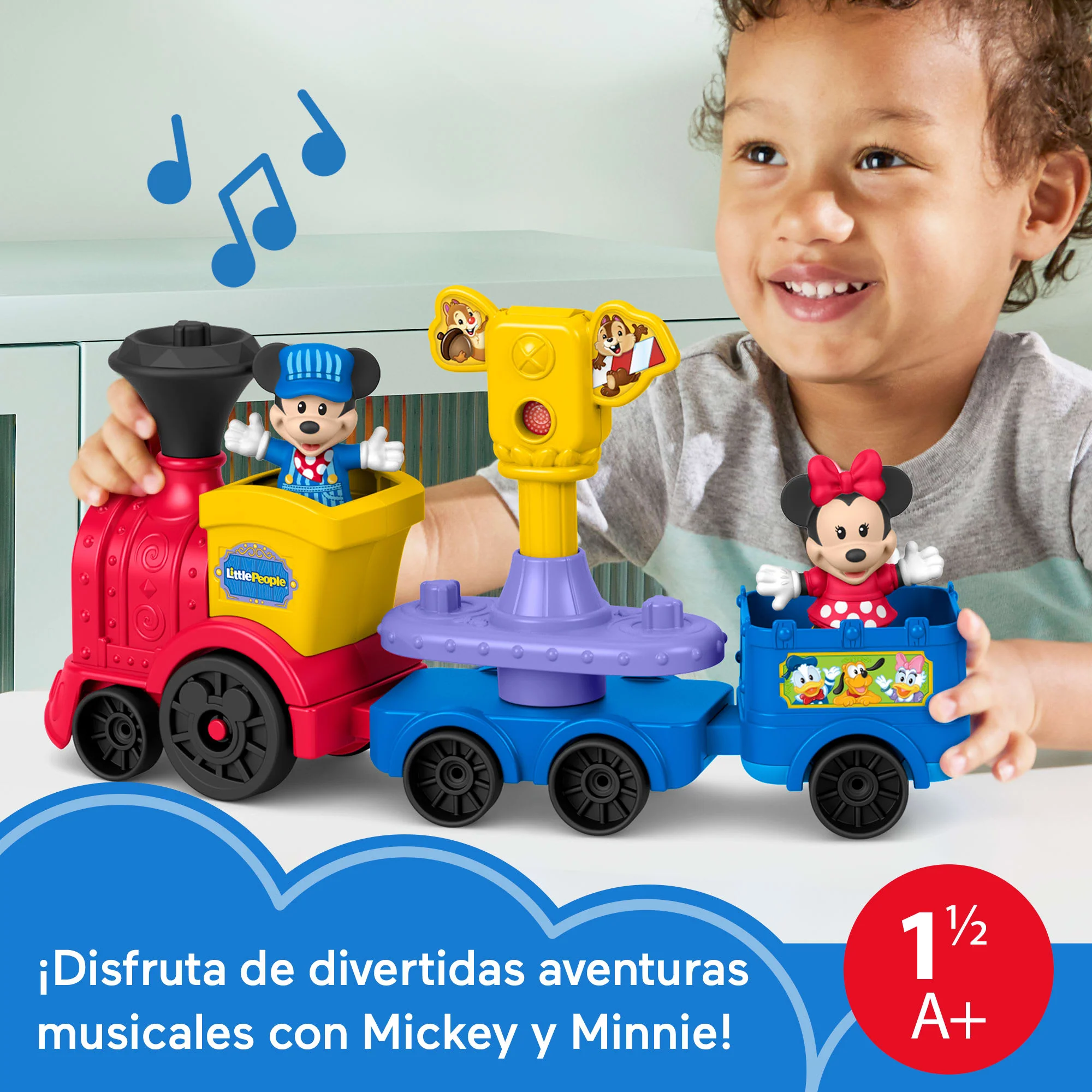 Tren Musical De Mickey Y Minnie De Disney Jr De La Gama Little People De Fisher-Price Con 2Figuras - Image 2