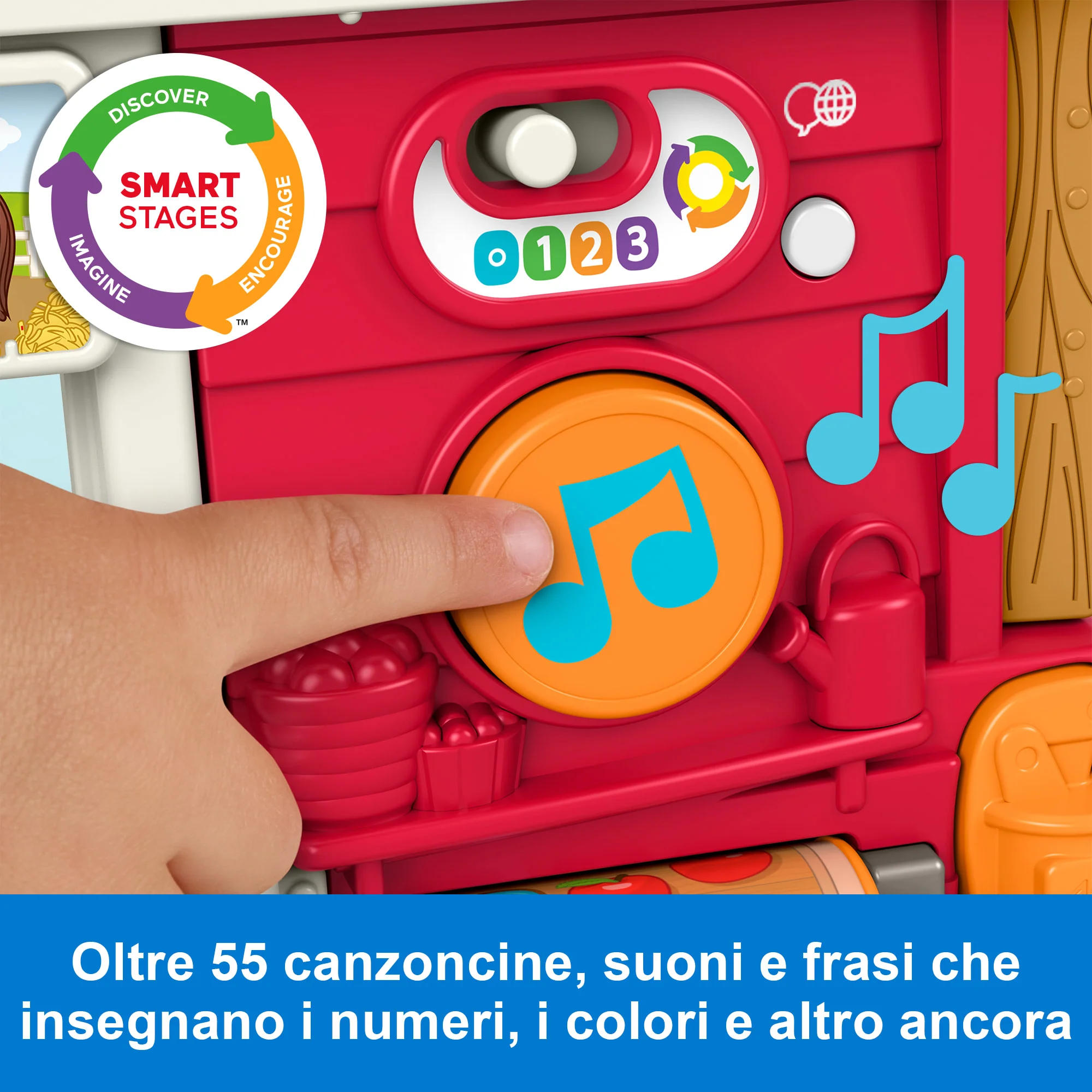Fisher-Price Little People Divertente Fattoria Animali Felici, Playset, Giocattolo Per L'Apprendimento Per Bimbi Piccoli, Versione Multilingue - Image 3