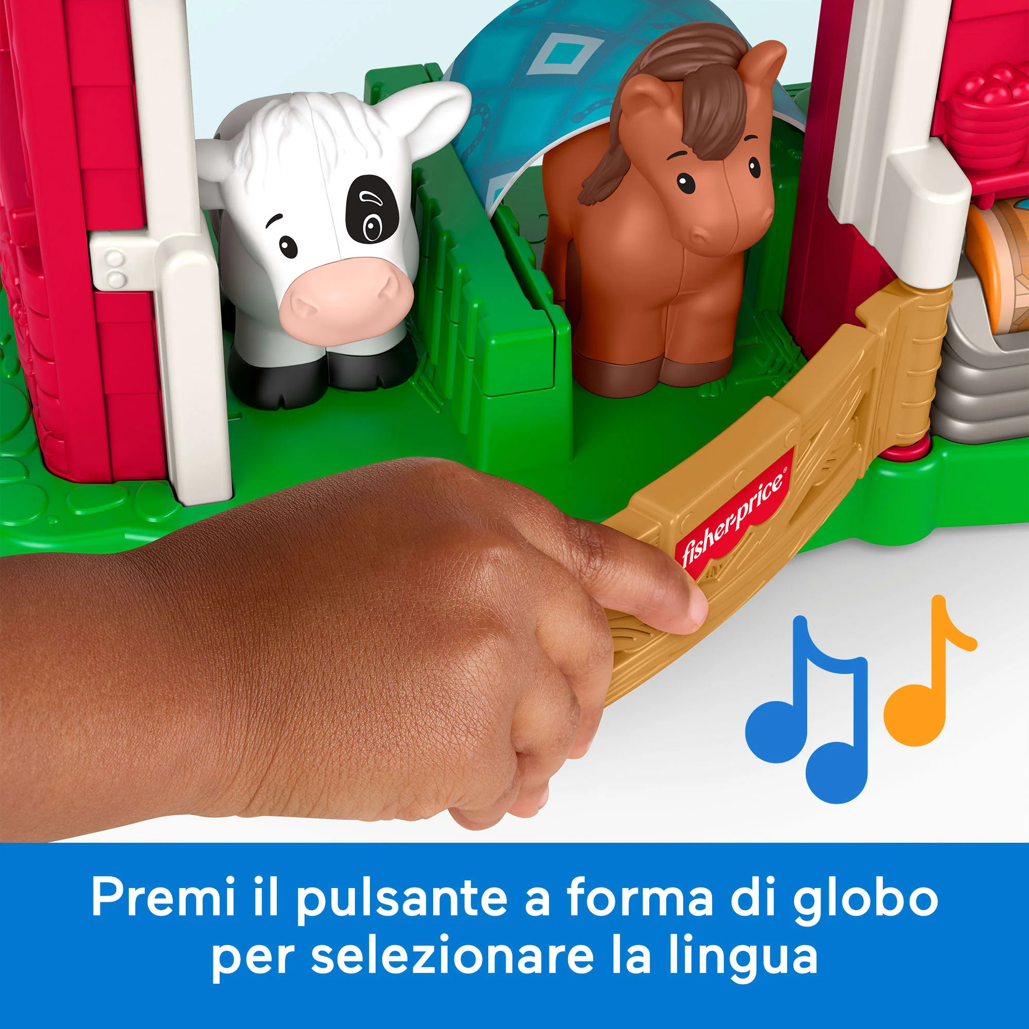 Fisher-Price Little People Divertente Fattoria Animali Felici, Playset, Giocattolo Per L'Apprendimento Per Bimbi Piccoli, Versione Multilingue - Image 4