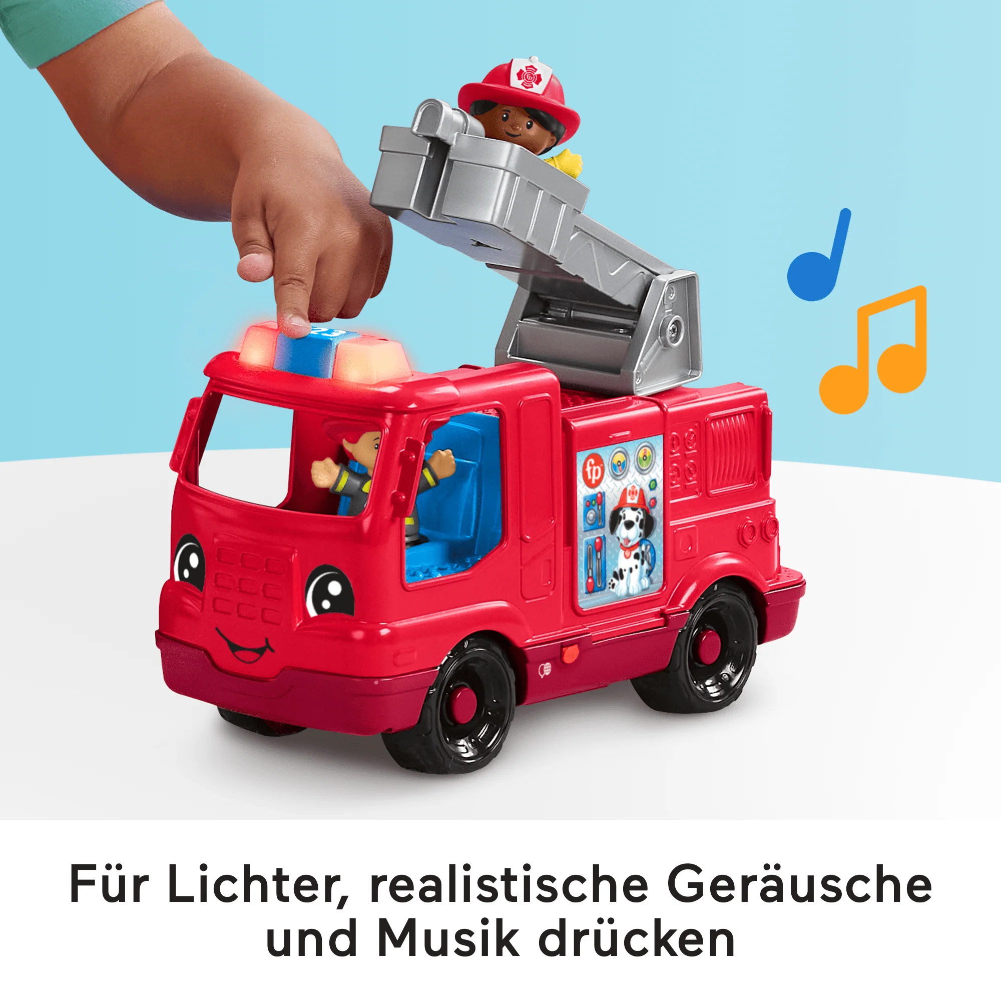 Fisher-Price Little People Feuerwehrauto Mit Musik, Spielzeug Mit Lichtern Für Kleinkinder Und Mit 2 Figuren, Mehrsprachige Version - Image 3
