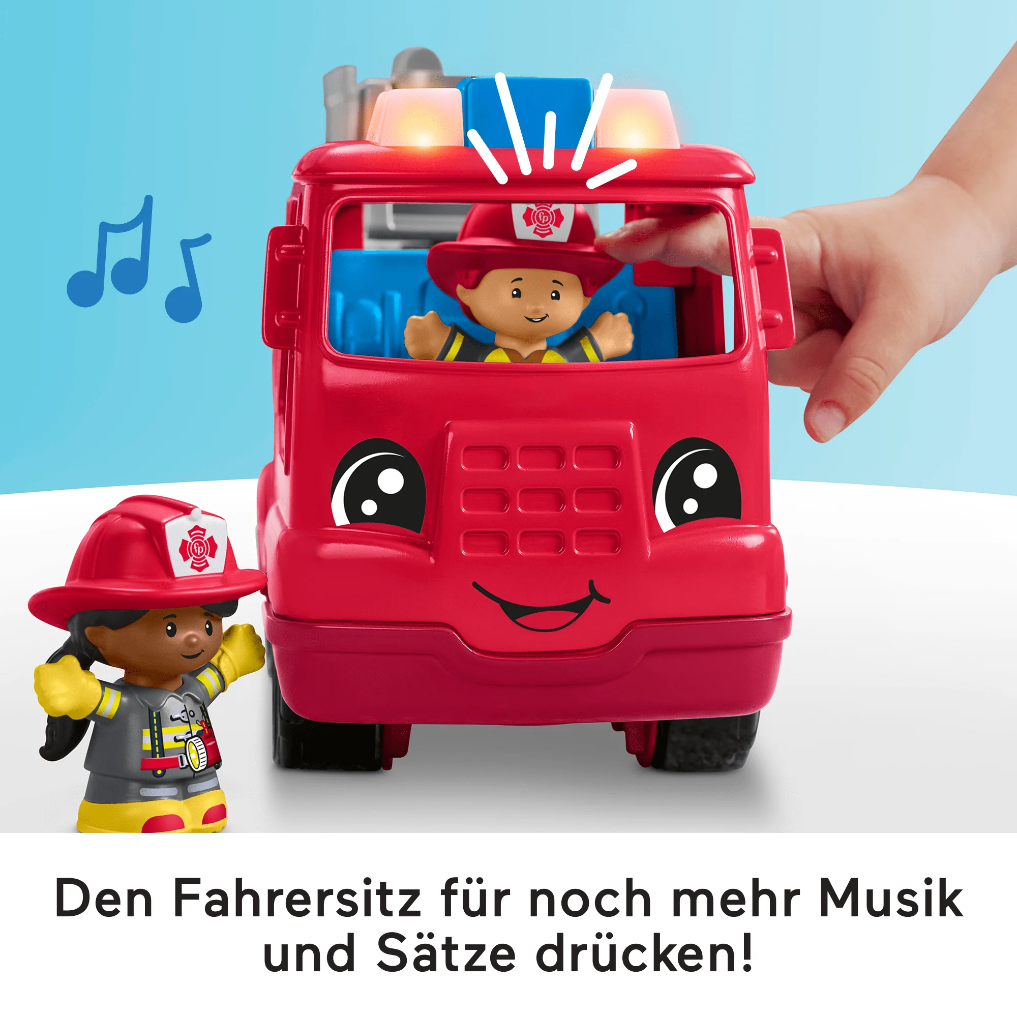 Fisher-Price Little People Feuerwehrauto Mit Musik, Spielzeug Mit Lichtern Für Kleinkinder Und Mit 2 Figuren, Mehrsprachige Version - Image 4