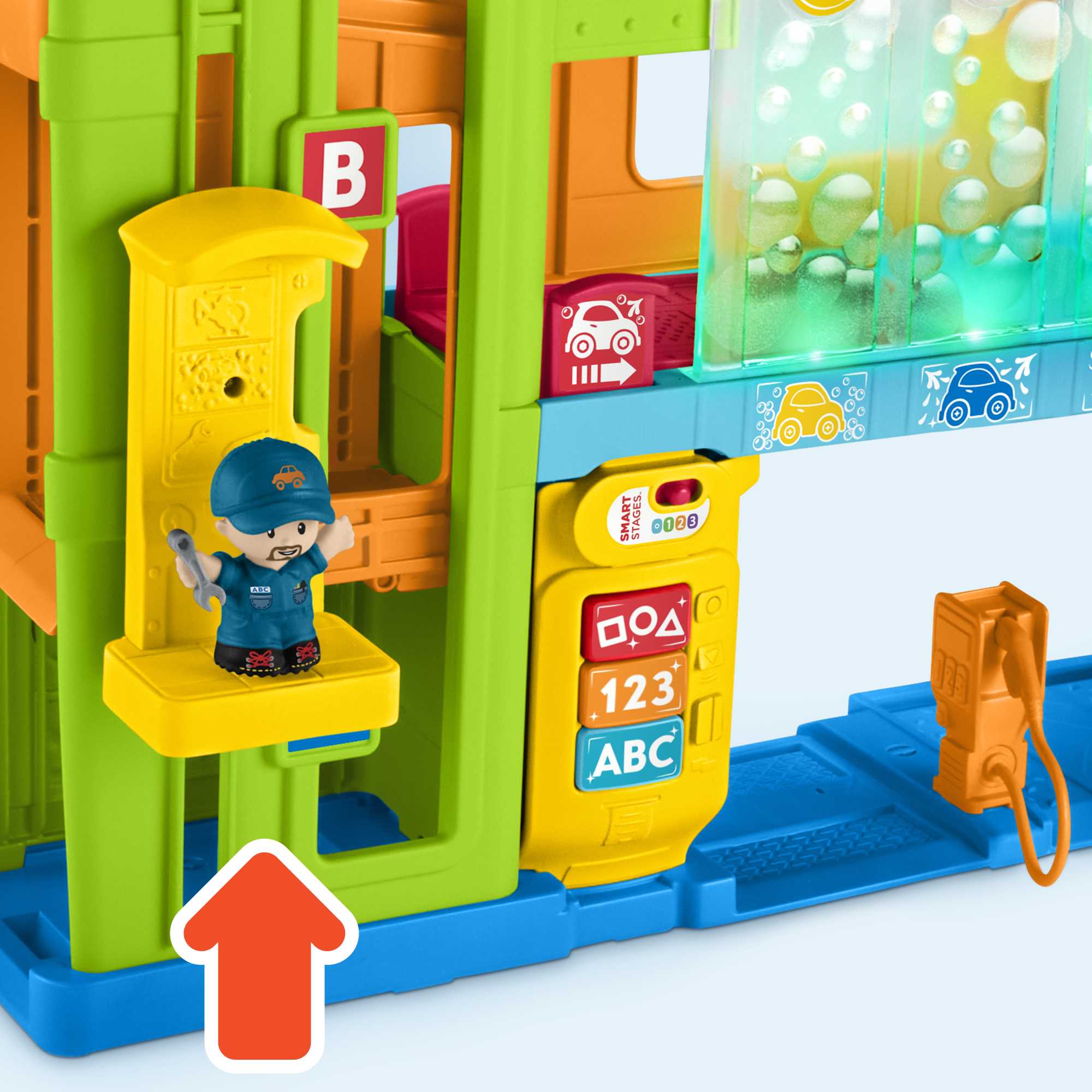 Fisher-Price Little People Leerzame Garage Met Lichtjes, Speelset Voor Peuters, 5 Speelonderdelen, Meertalige Versie - Image 3
