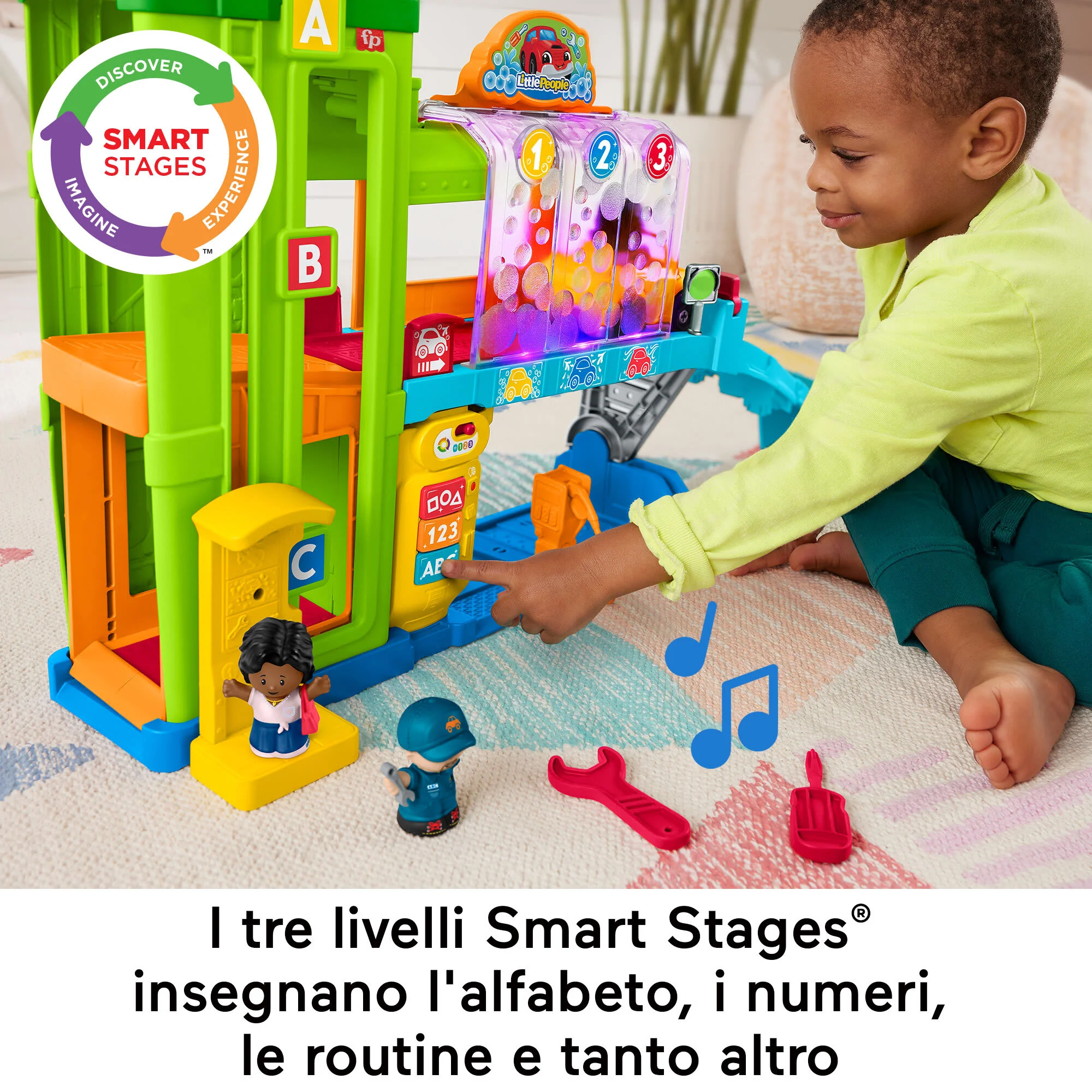 Fisher-Price Little People Playset Autolavaggio per bambini piccoli con 5 pezzi per il gioco, versione multilingue - Image 4