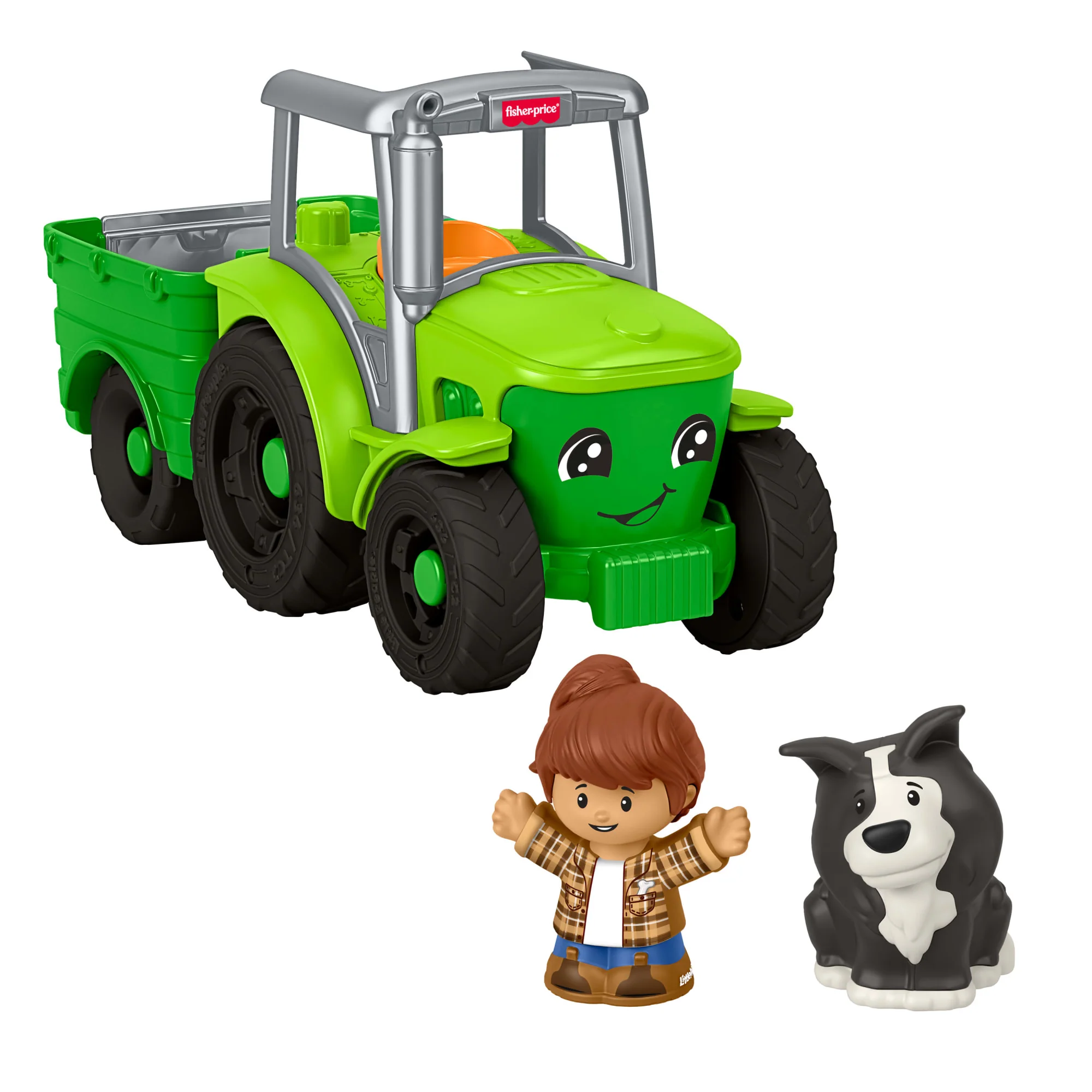 Tractor De Little People De Fisher-Price, Vehículo Musical De Granja, Juego De Arrastre, 2 Figuras Para Peques
