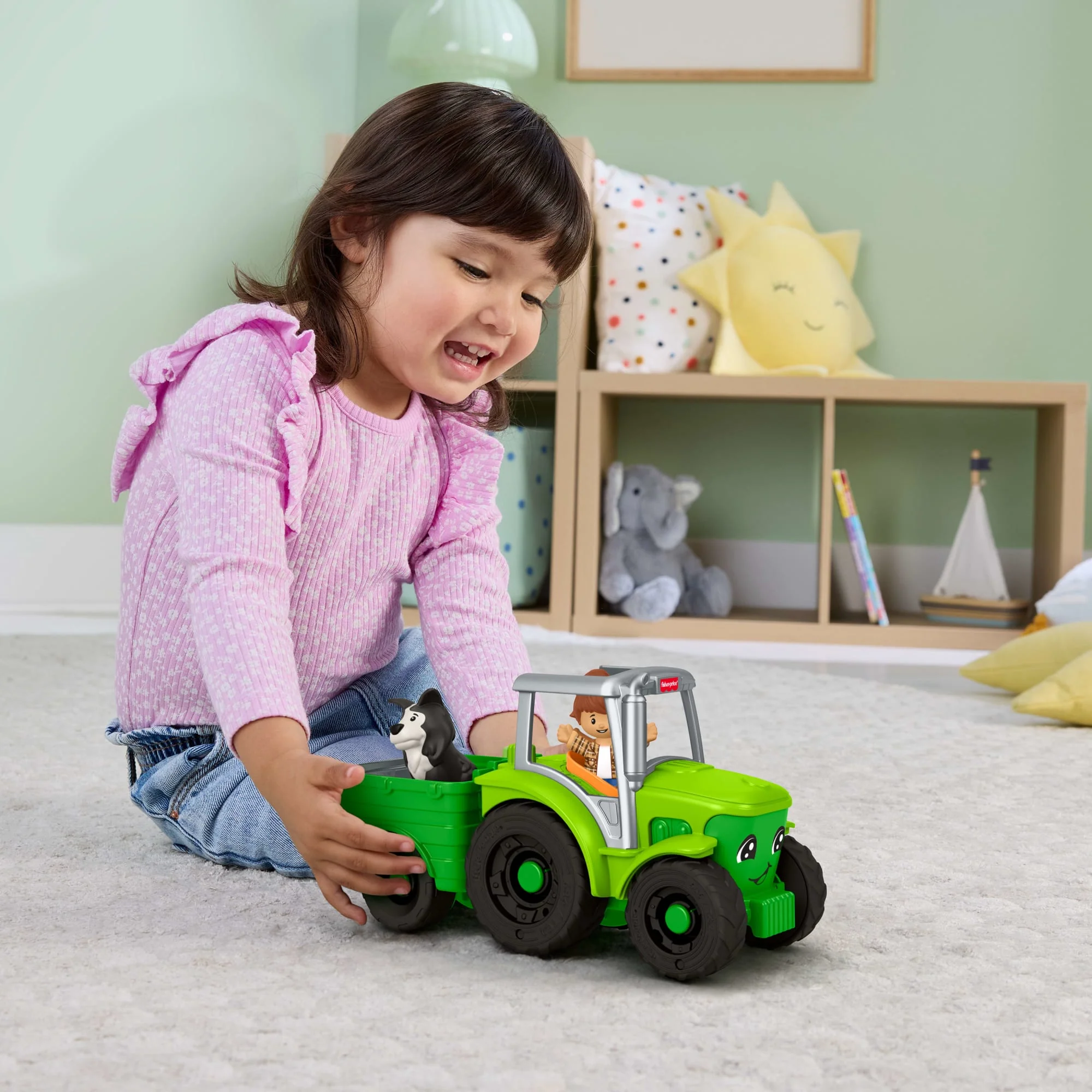 Tractor De Little People De Fisher-Price, Vehículo Musical De Granja, Juego De Arrastre, 2 Figuras Para Peques - Image 3