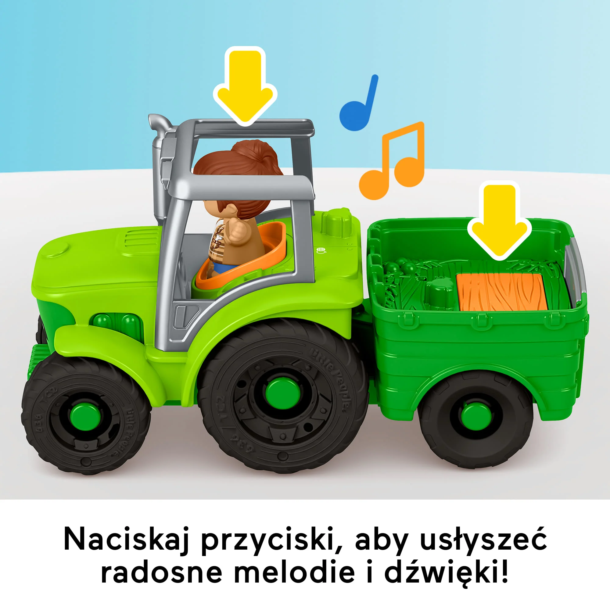 Fisher-Price Little People Traktor Muzyczny pojazd do zabawy i 2 figurki Zabawka interkatywna 1+ - Image 3