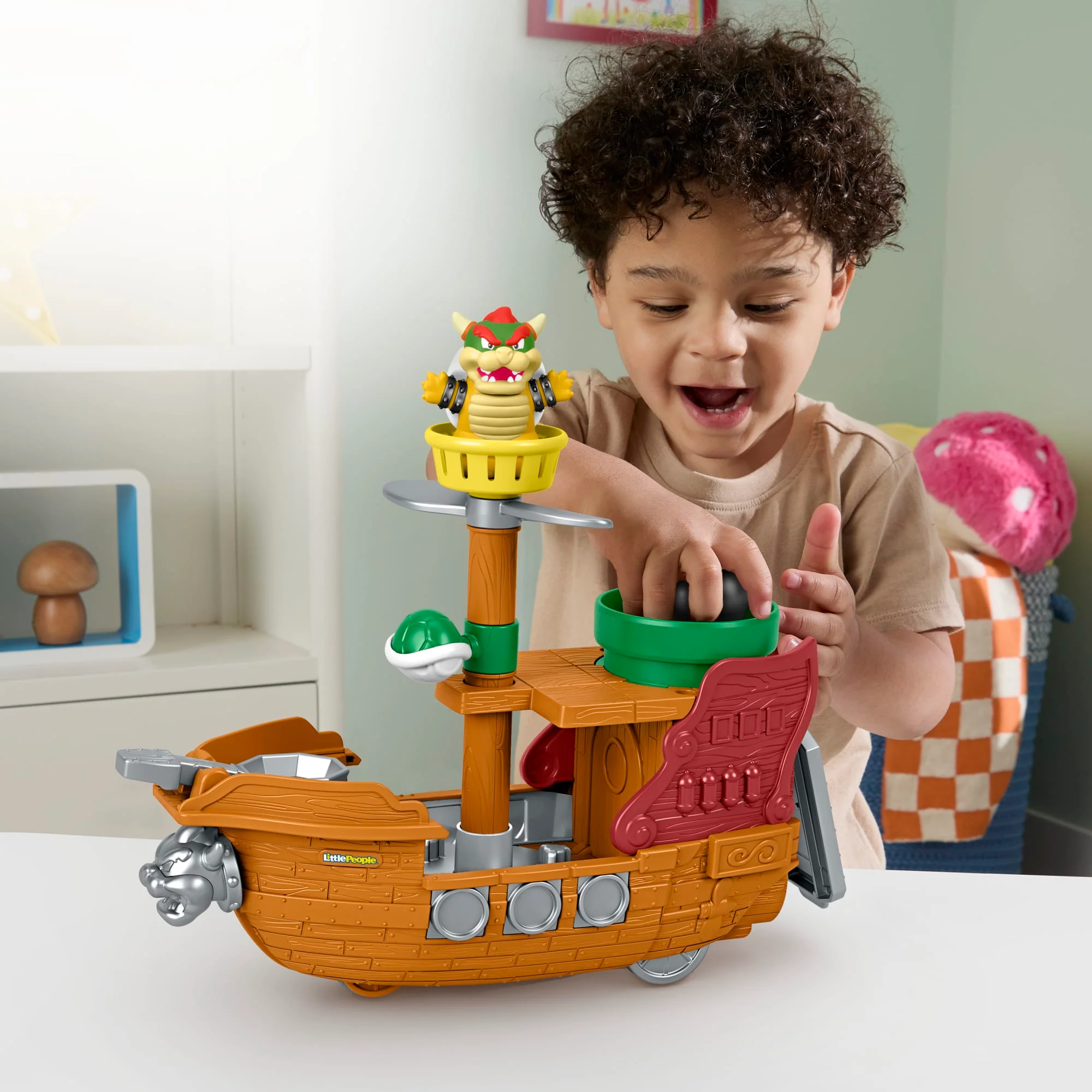 Fisher-Price Little People My Mario Bowser's Airship & Figure Set Toddler Toy - Image 2