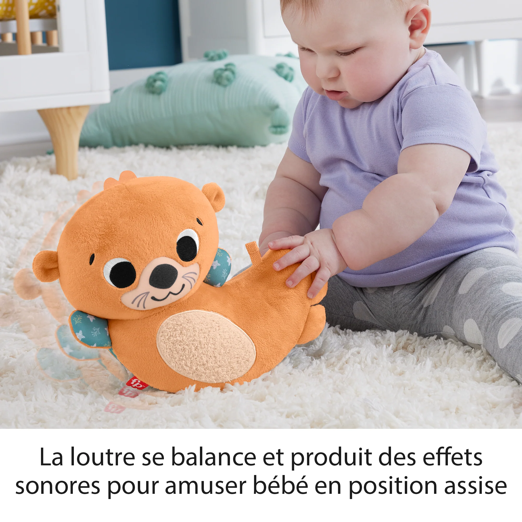Fisher-Price-Loutre 2 En 1-Peluche Pour Jeu À Plat Ventre - Image 3