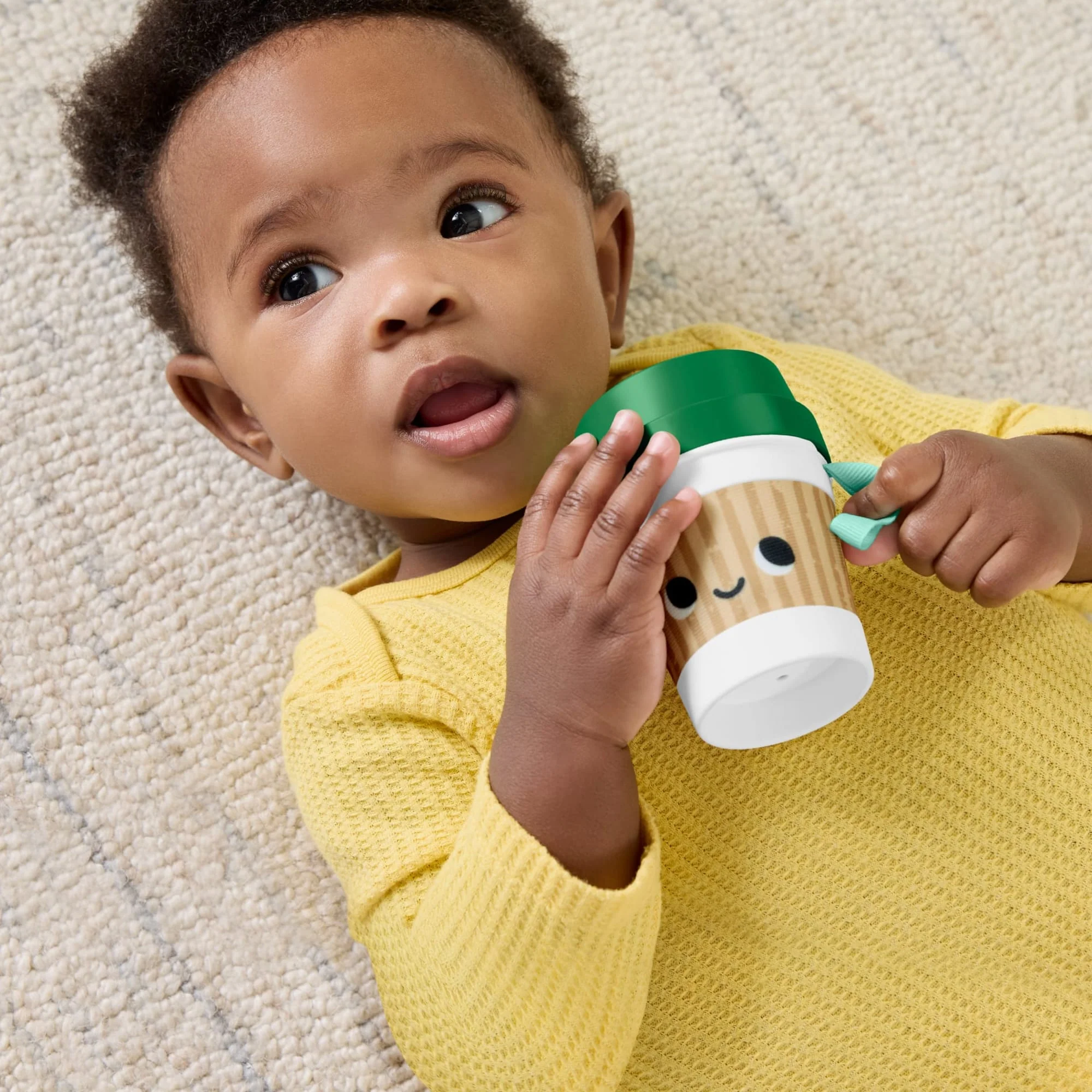 Fisher-Price Mini Me Moments Coffee Cup Teether Baby Rattle Toy For Newborn Sensory Play - Image 2