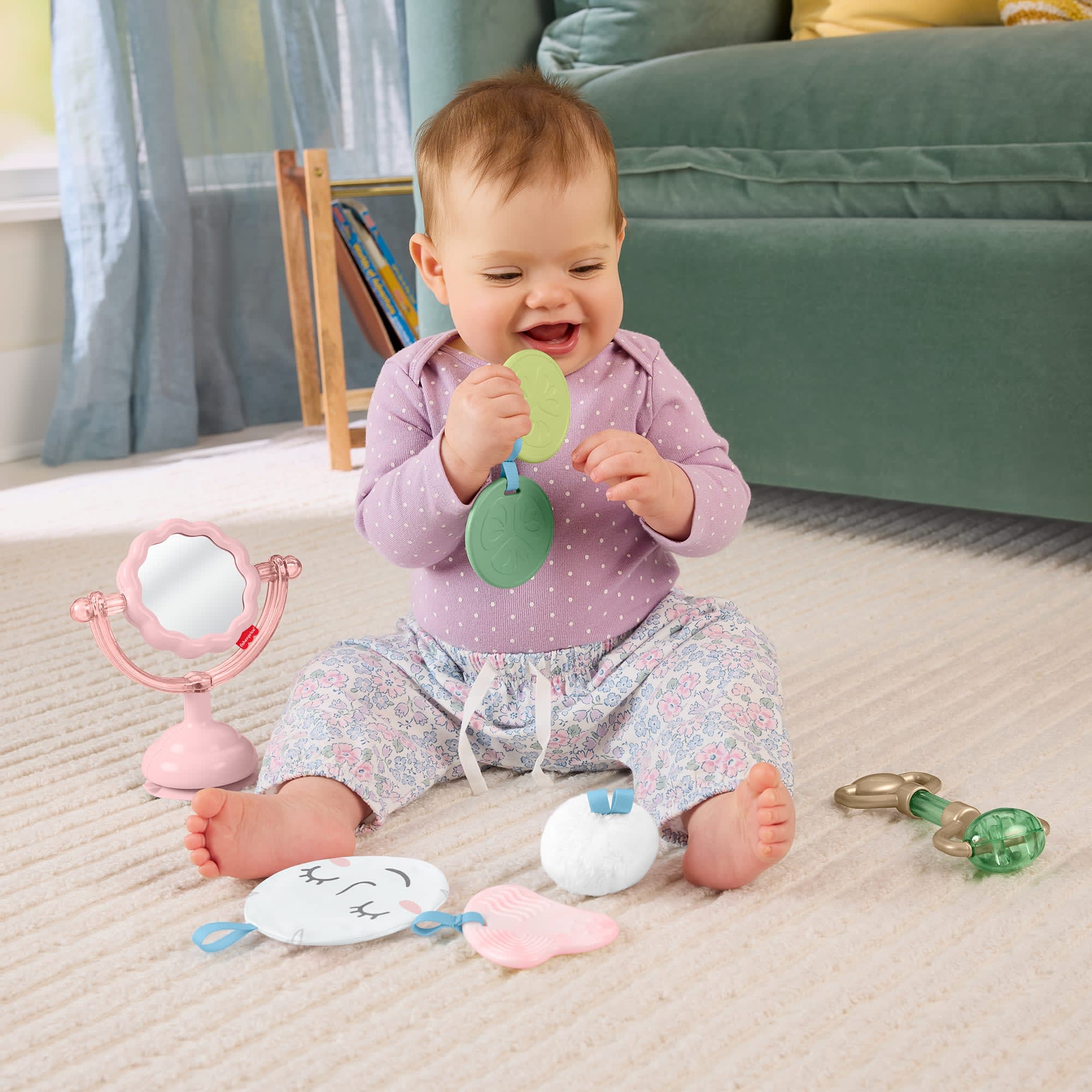 Fisher-Price Mini Me Moments Self-Care Sensory Set, 6-Piece Baby Rattle & Teether Toys - Image 2