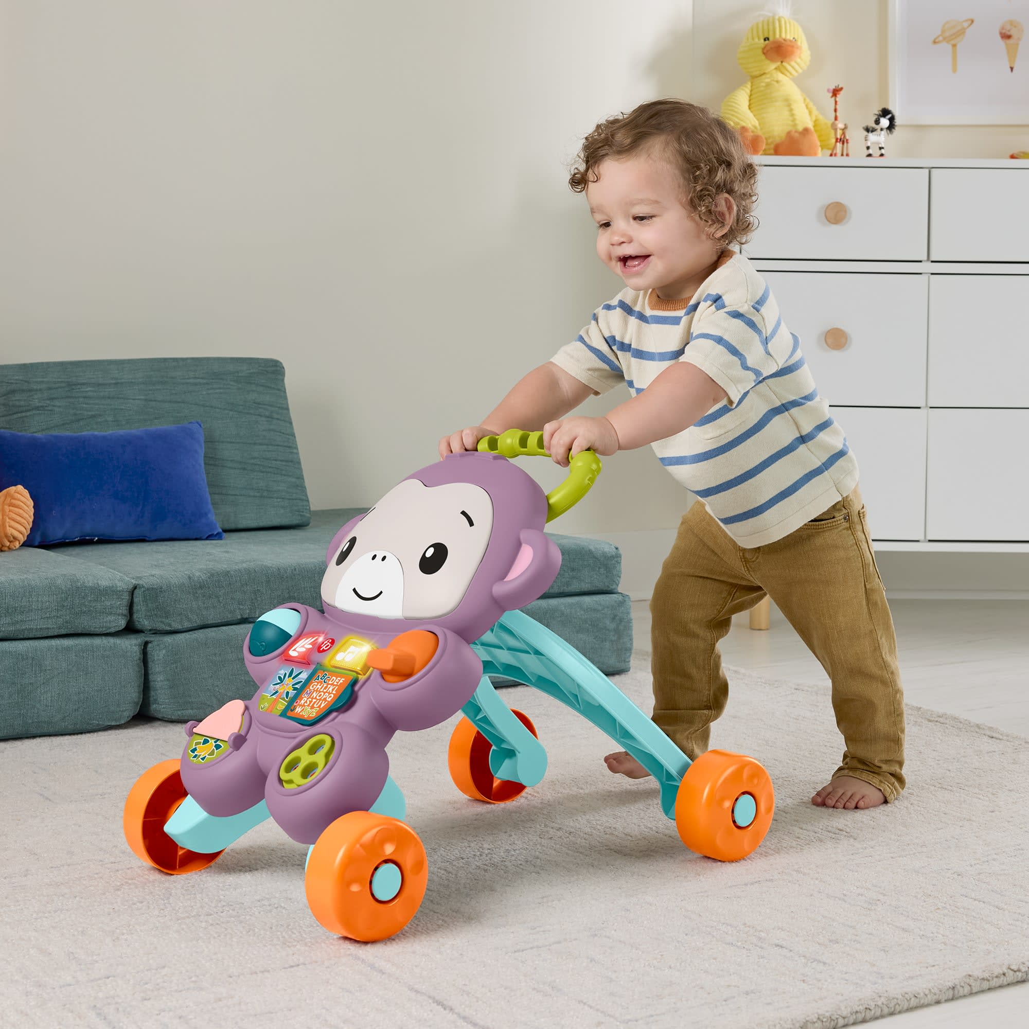 Fisher-Price-Mon Trotteur Singe Violet-Musique, Lumières Et Activités - Image 2