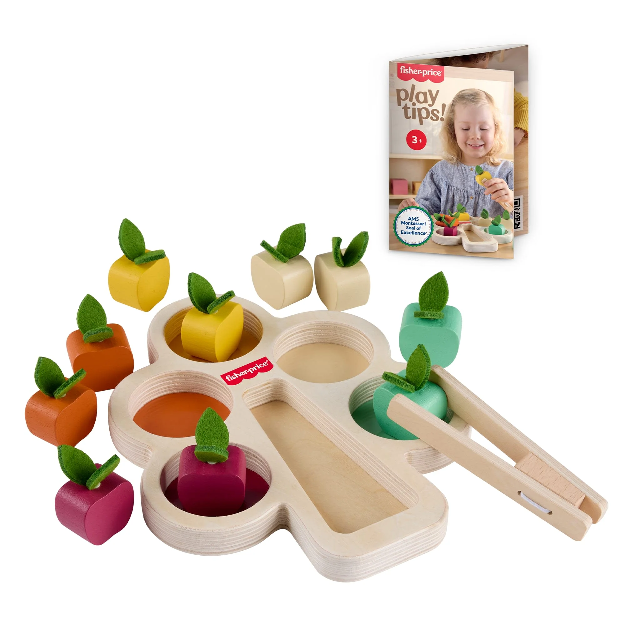 Fisher-Price Montessori Wooden Sorting Tree, Learning Toy & Play Tips For Toddlers, 12 Wood Pieces - Image 6