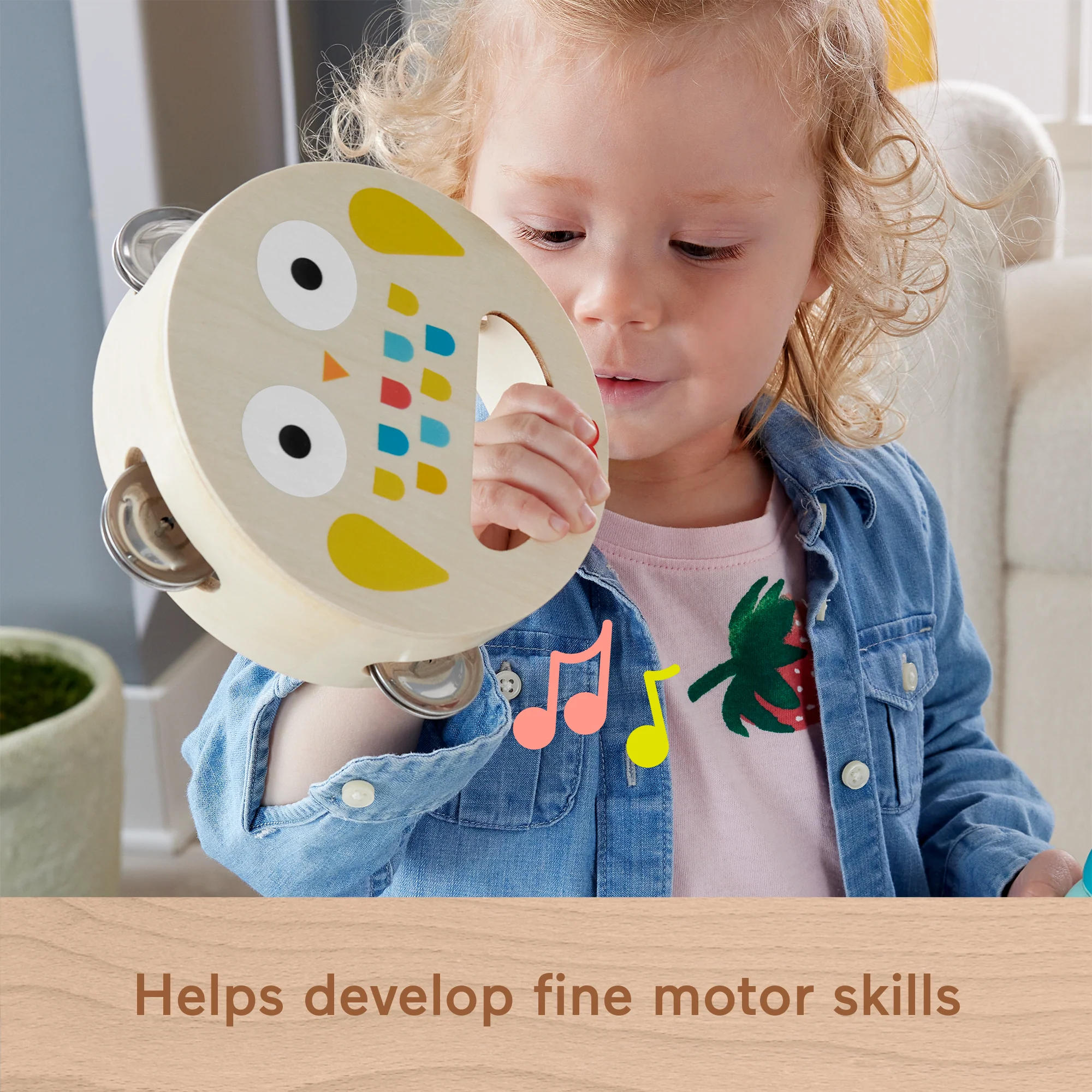 Fisher-Price Wooden Musical Instruments Gift Set Toddler Creative Play, 6 Wood Pieces - Image 3