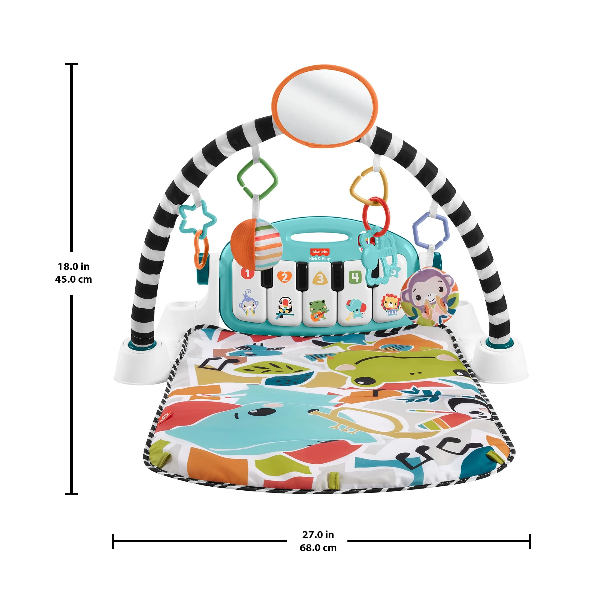 Türkçe Dil Destekli Mavi Fisher-Price Neşeli Hayvanlar Piyanolu Jimnastik Merkezi, Müzikli Eğitici Oyuncak Ve Oyun Matı - Image 6