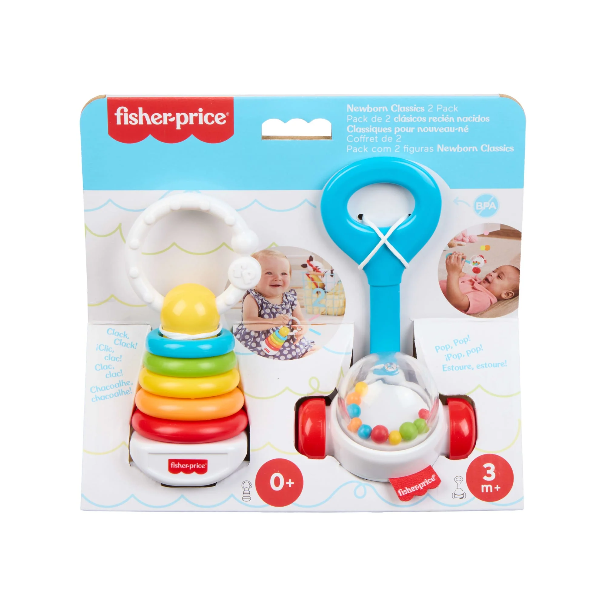 Fisher-Price Newborn Classic 2-Pack, Baby Rattle & Sensory Activity Toys For Developmental Play - Image 6